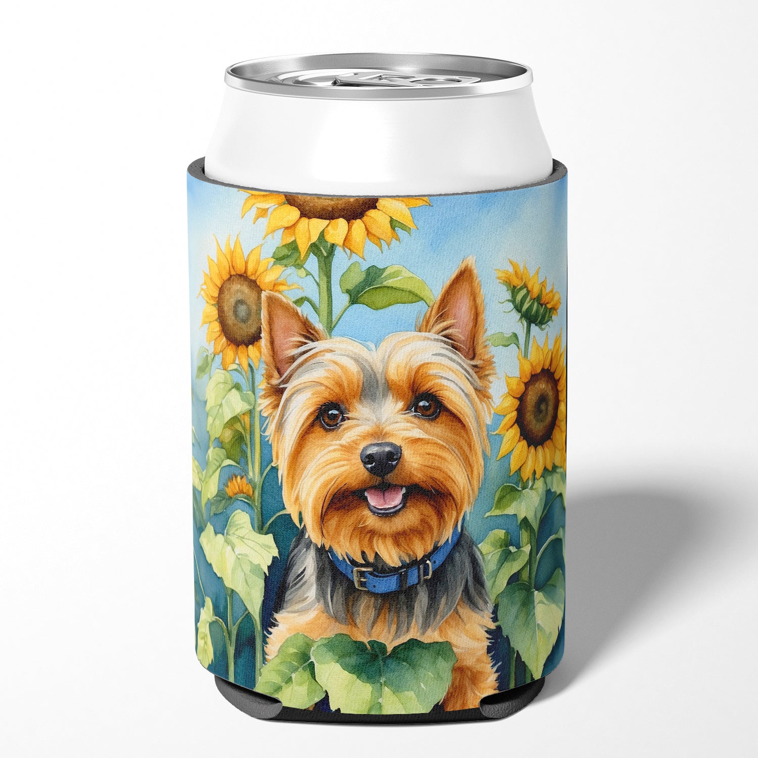 Buy this Silky Terrier in Sunflowers Can or Bottle Hugger