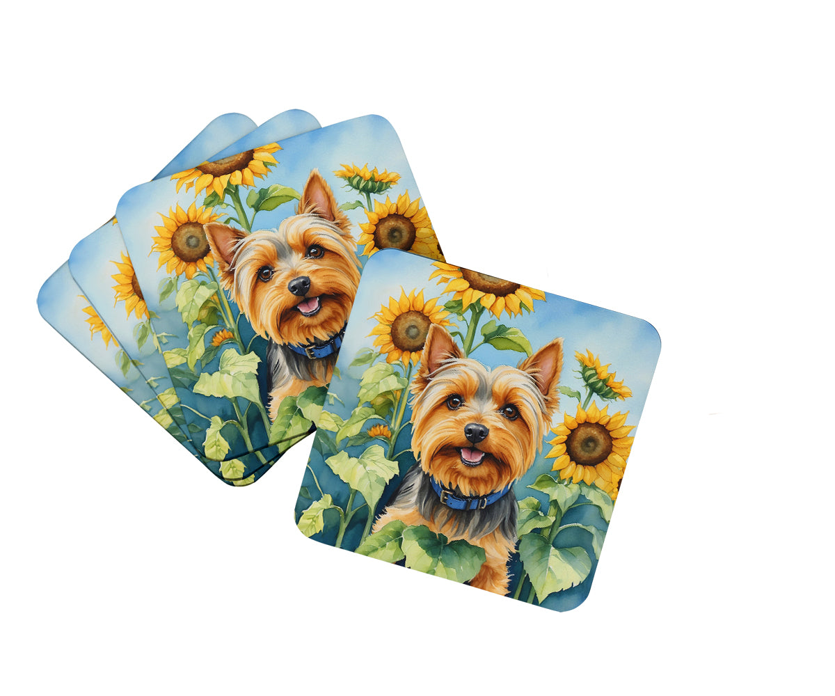 Buy this Silky Terrier in Sunflowers Foam Coasters