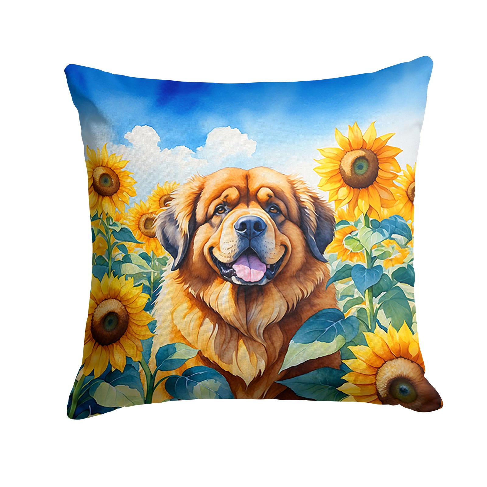 Buy this Tibetan Mastiff in Sunflowers Throw Pillow