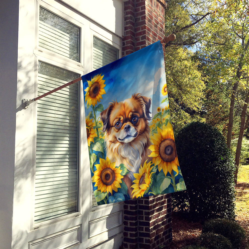 Buy this Tibetan Spaniel in Sunflowers House Flag