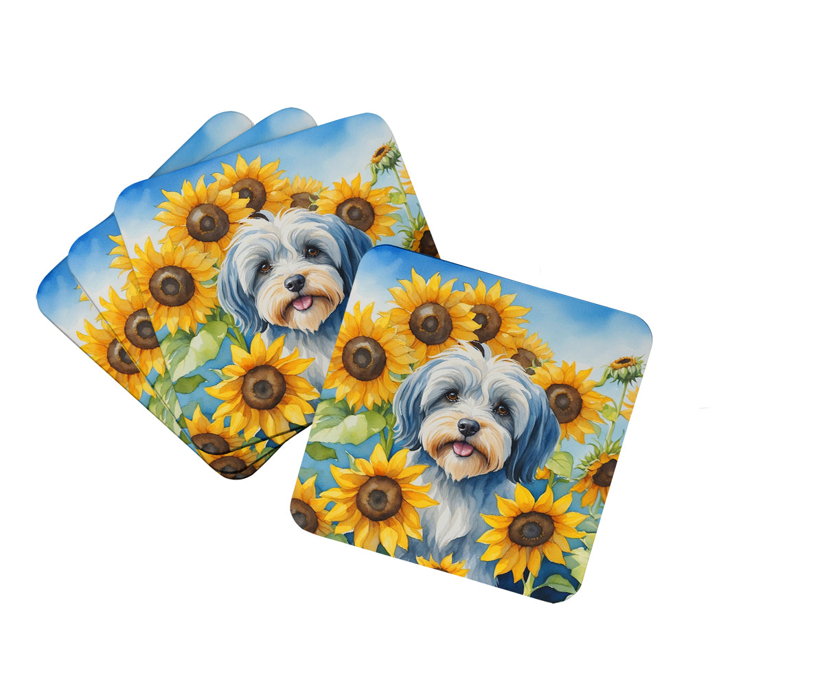 Buy this Tibetan Terrier in Sunflowers Foam Coasters