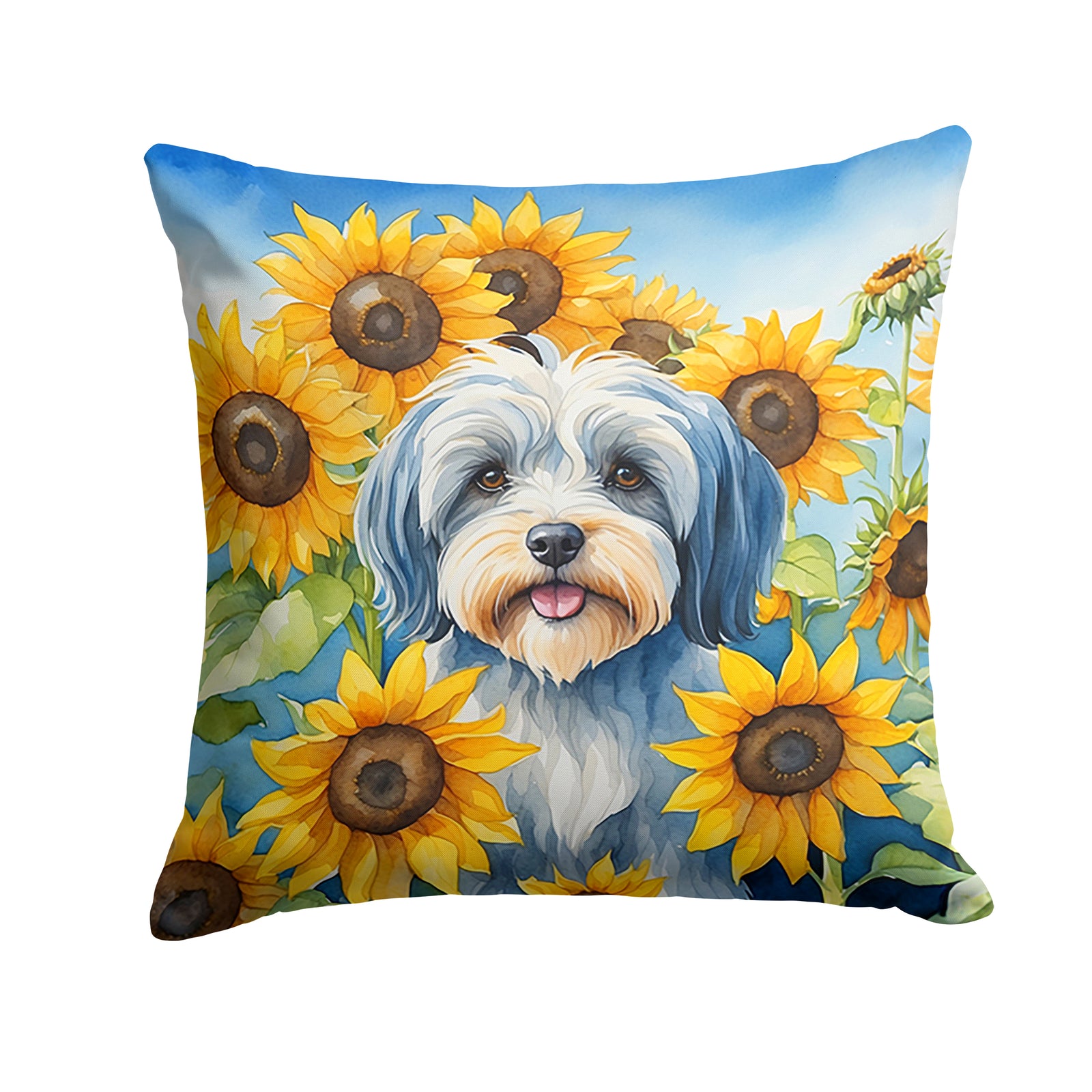Buy this Tibetan Terrier in Sunflowers Throw Pillow