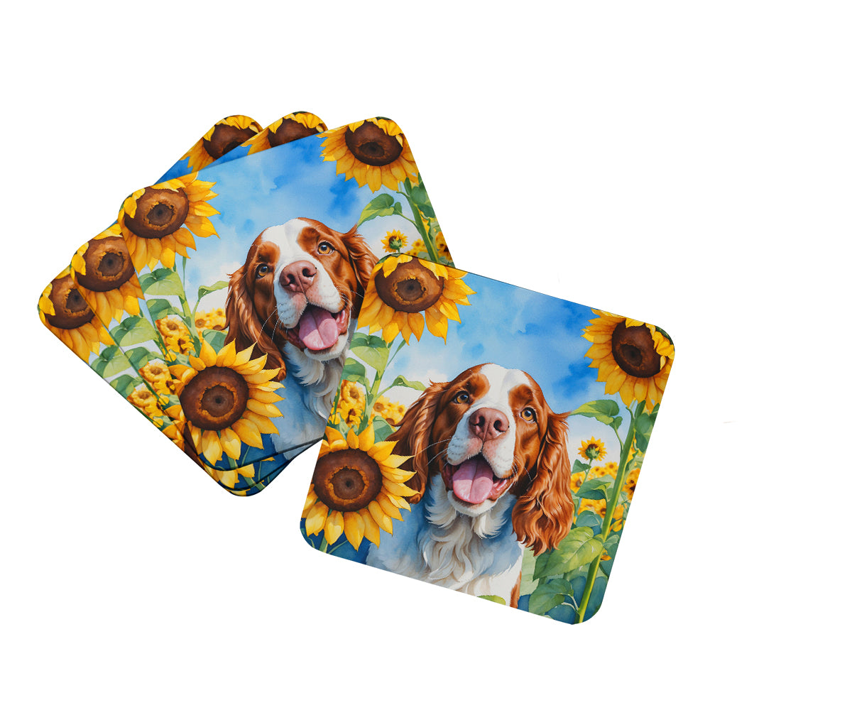 Buy this Welsh Springer Spaniel in Sunflowers Foam Coasters