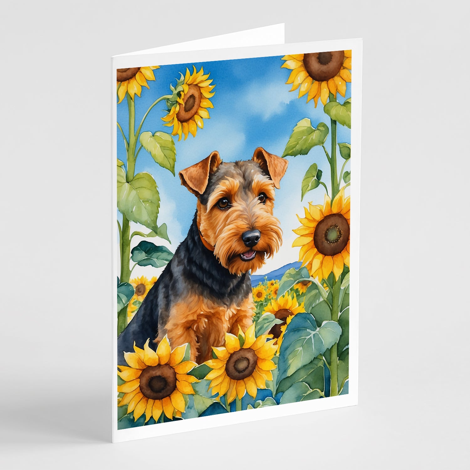 Buy this Welsh Terrier in Sunflowers Greeting Cards Pack of 8