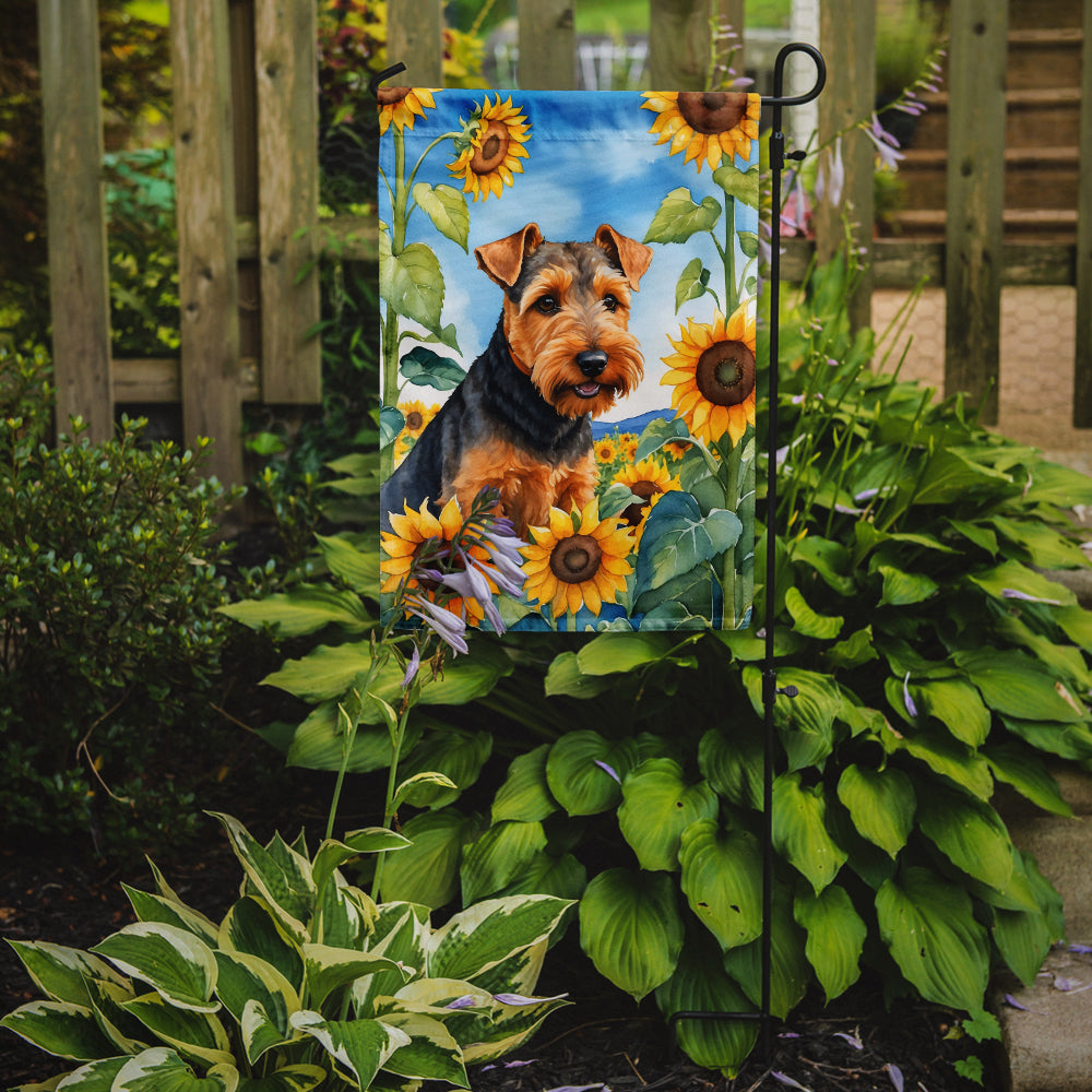 Welsh Terrier in Sunflowers Garden Flag