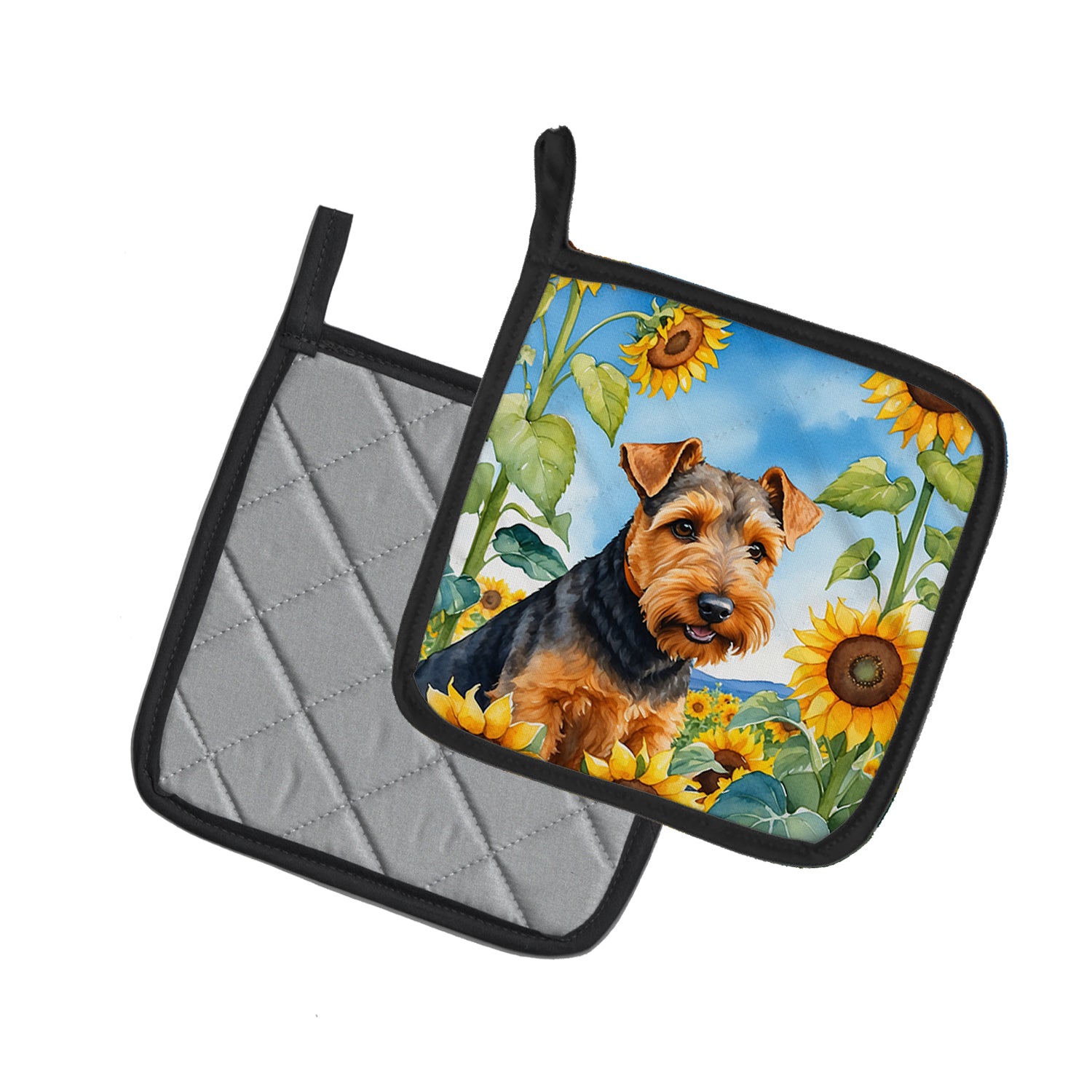 Buy this Welsh Terrier in Sunflowers Pair of Pot Holders