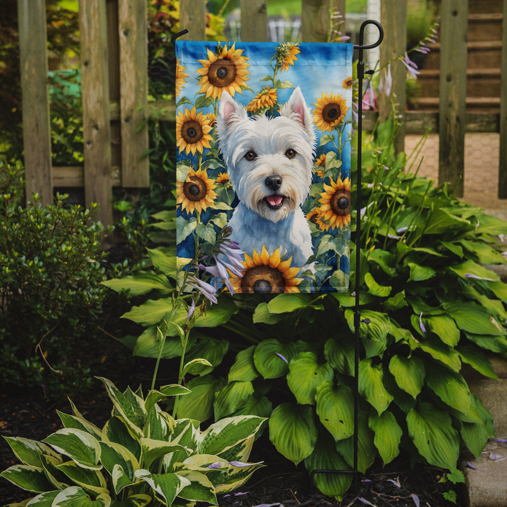 Westie in Sunflowers Garden Flag
