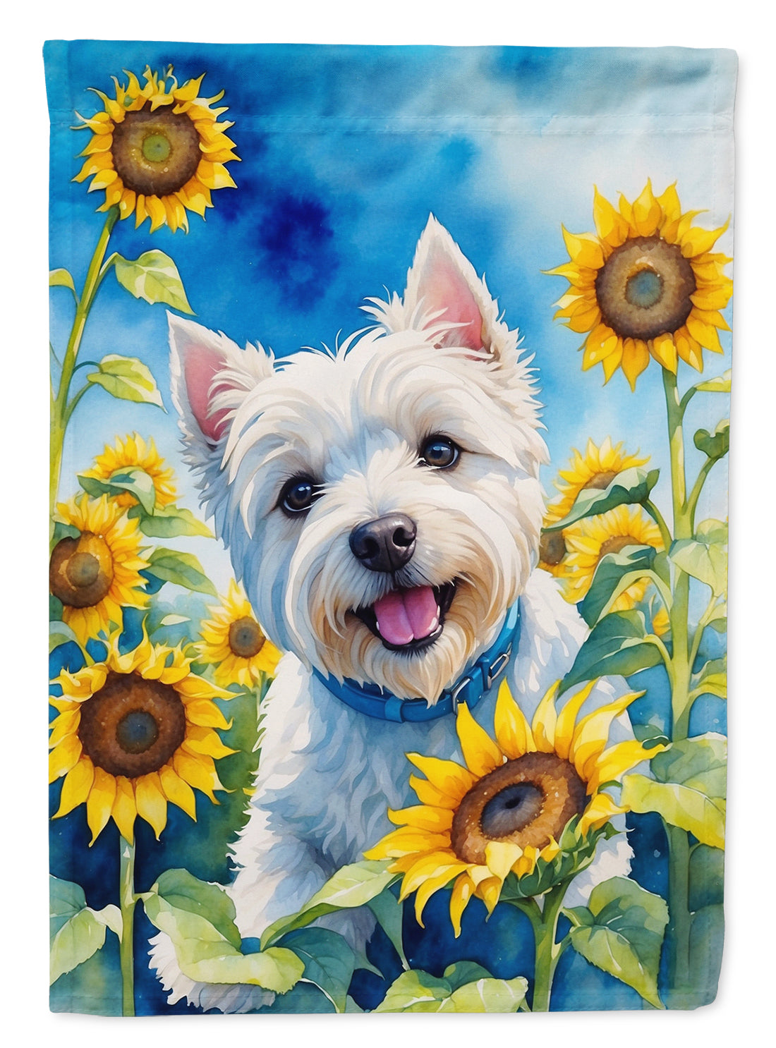 Buy this Westie in Sunflowers House Flag