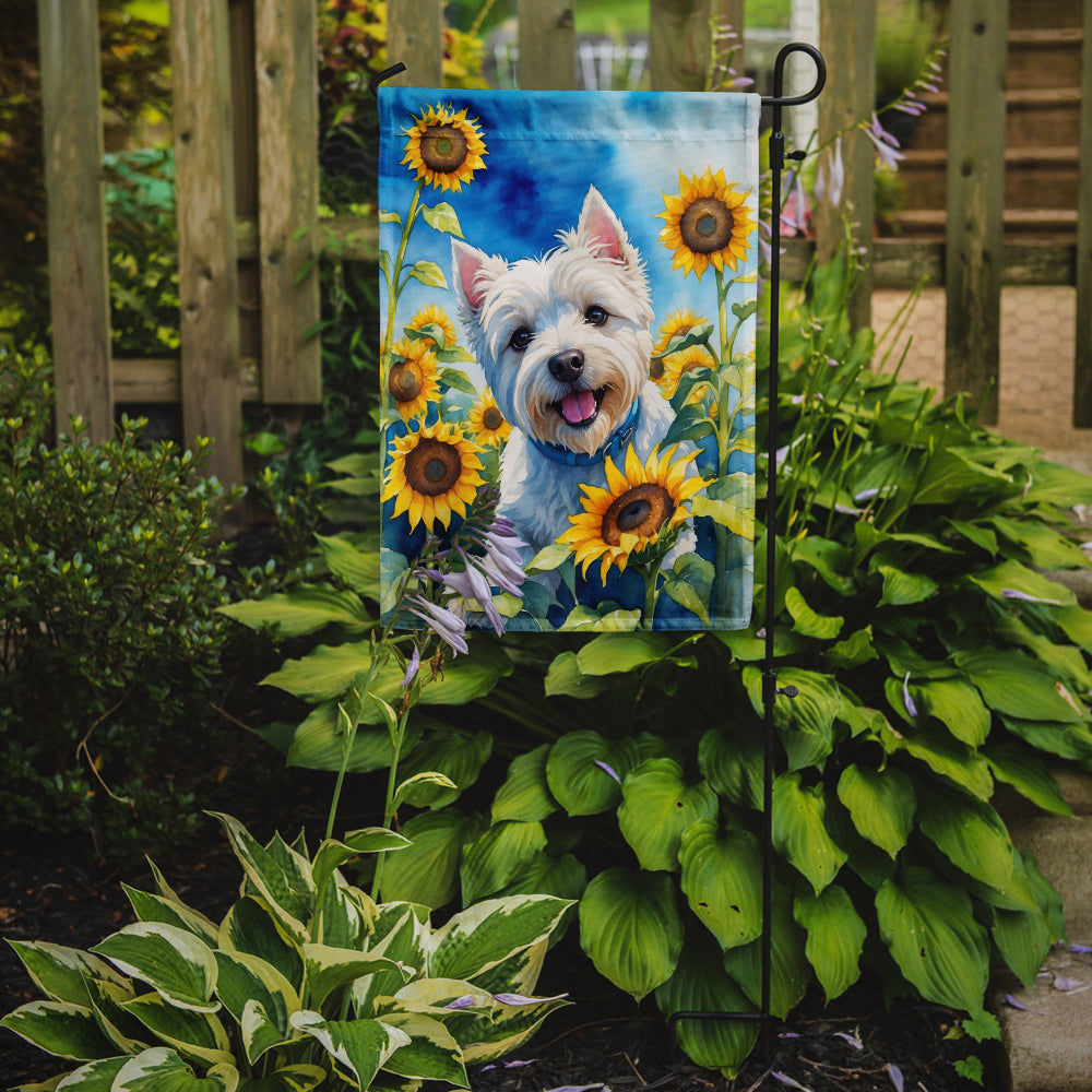 Westie in Sunflowers Garden Flag