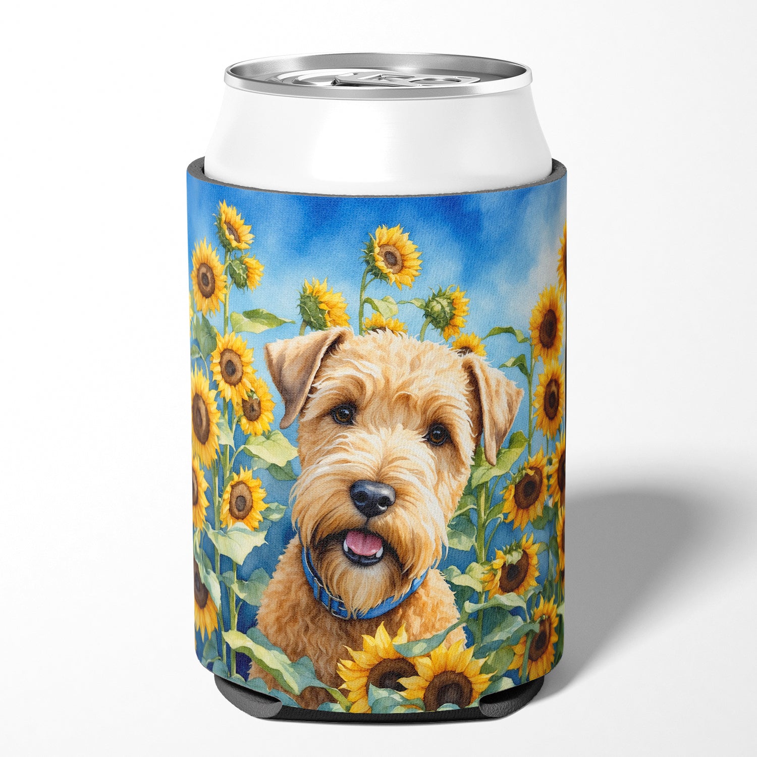 Wheaten Terrier in Sunflowers Can or Bottle Hugger