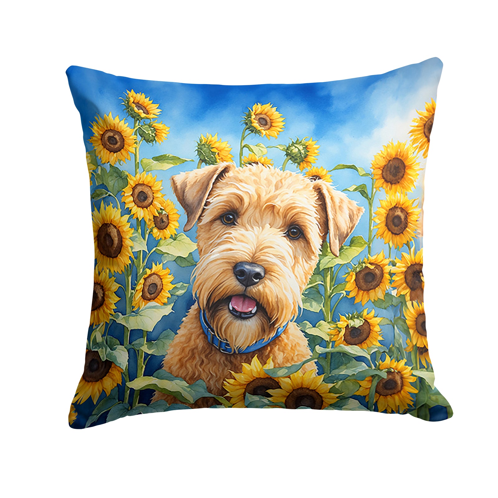 Buy this Wheaten Terrier in Sunflowers Throw Pillow