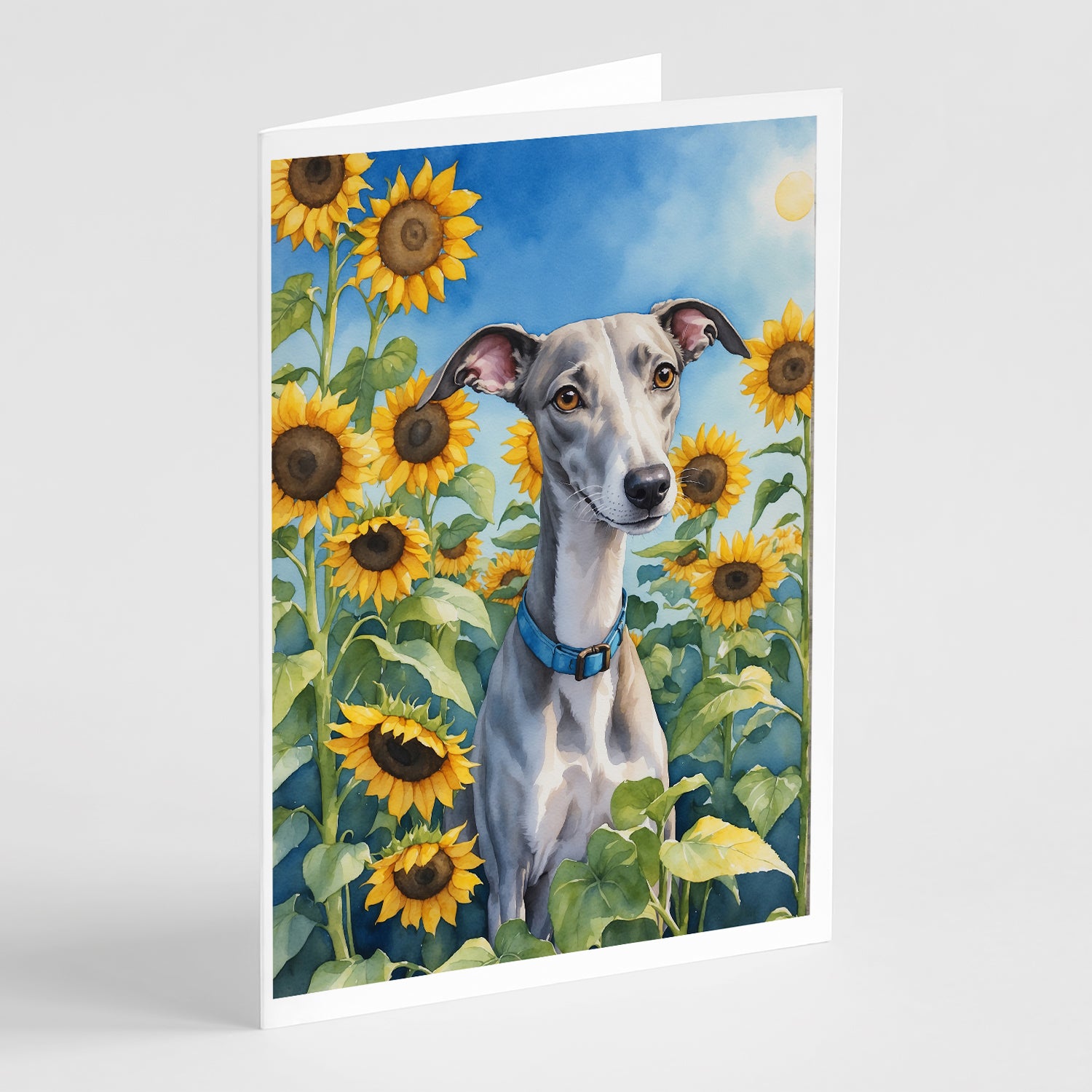 Buy this Whippet in Sunflowers Greeting Cards Pack of 8