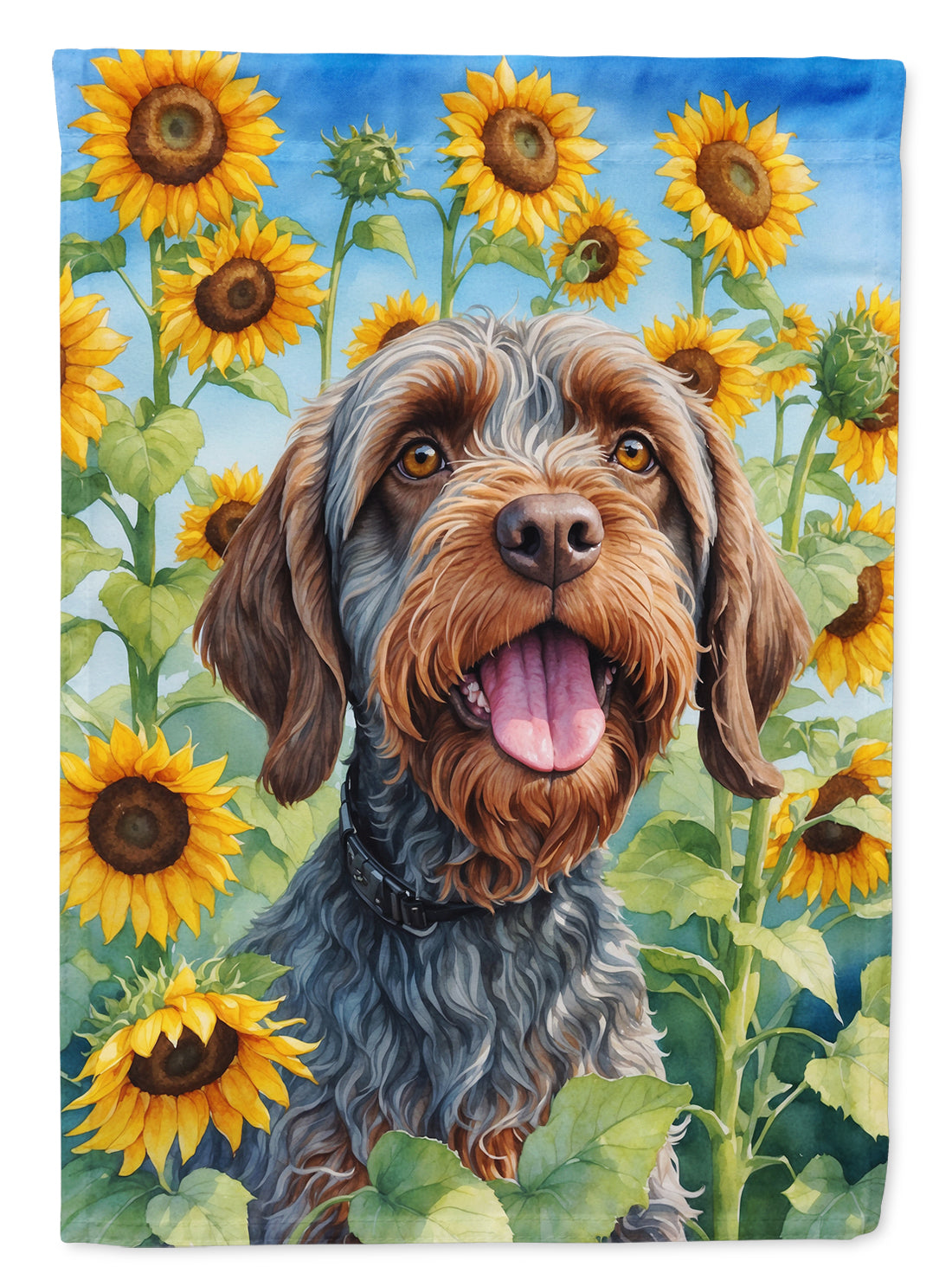 Buy this Wirehaired Pointing Griffon in Sunflowers Garden Flag