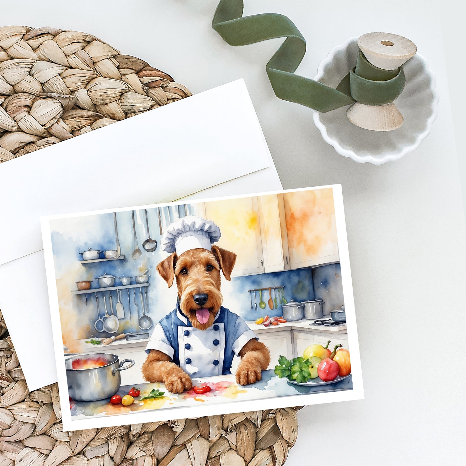 Airedale Terrier The Chef Greeting Cards Pack of 8