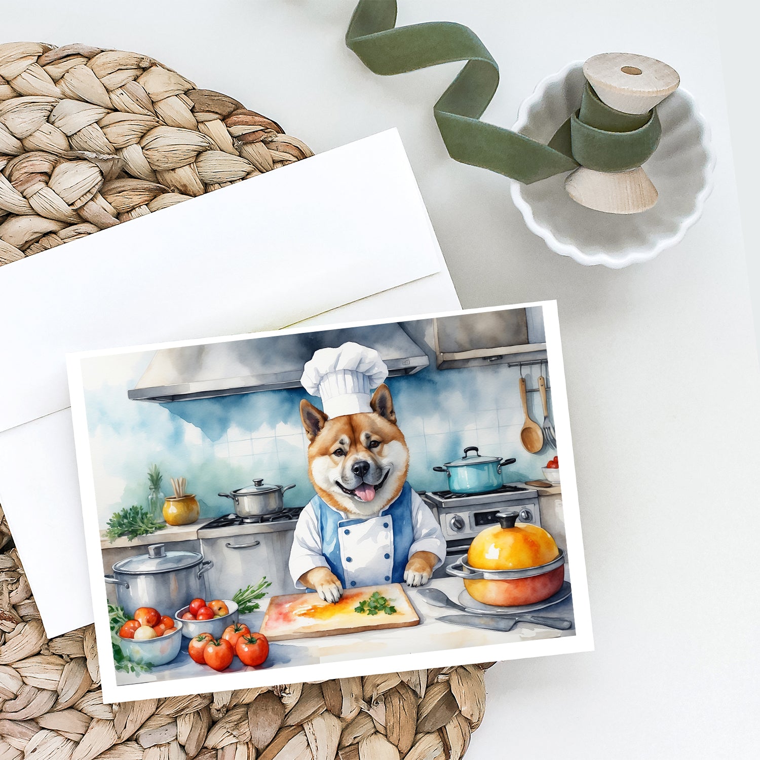 Buy this Akita The Chef Greeting Cards Pack of 8