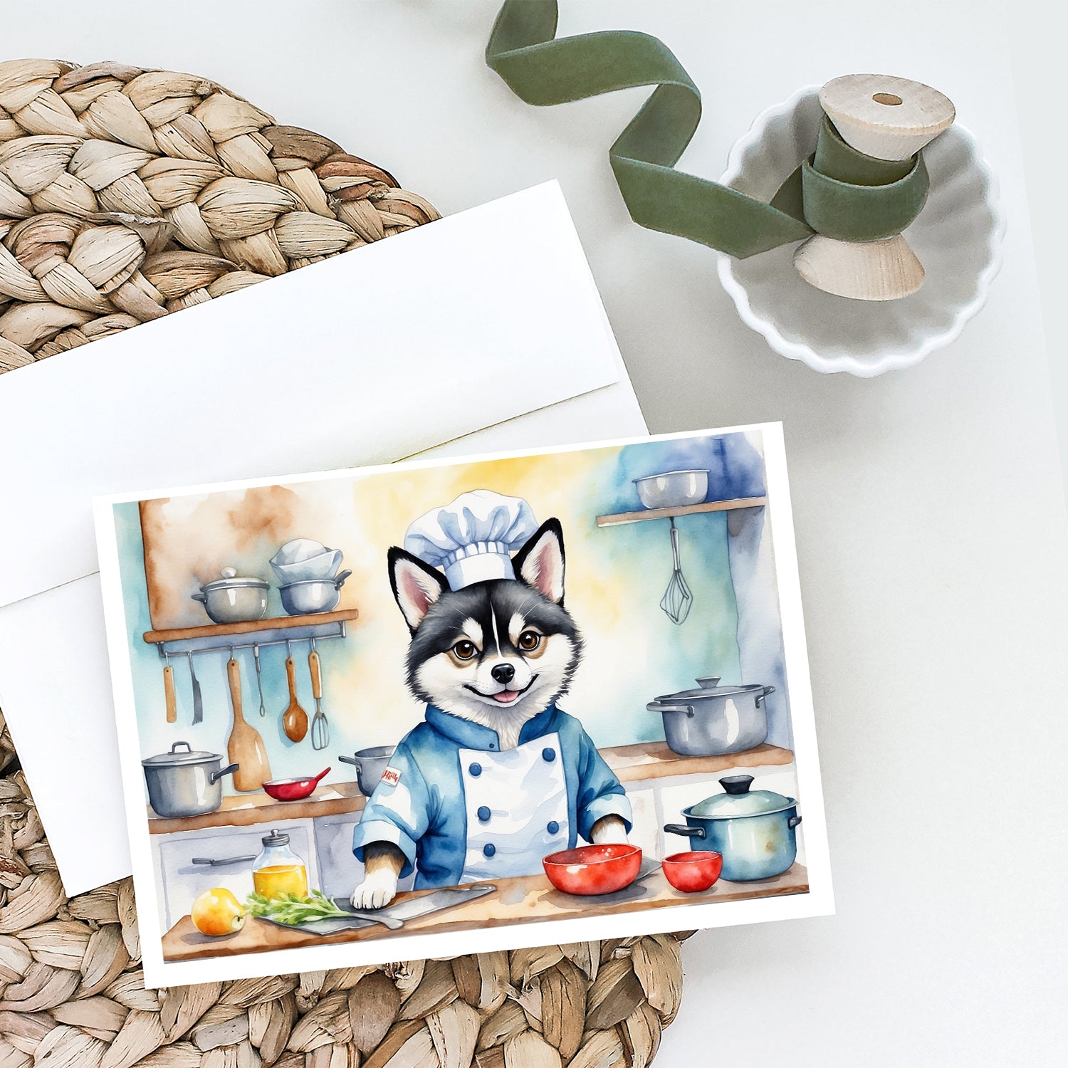 Alaskan Klee Kai The Chef Greeting Cards Pack of 8