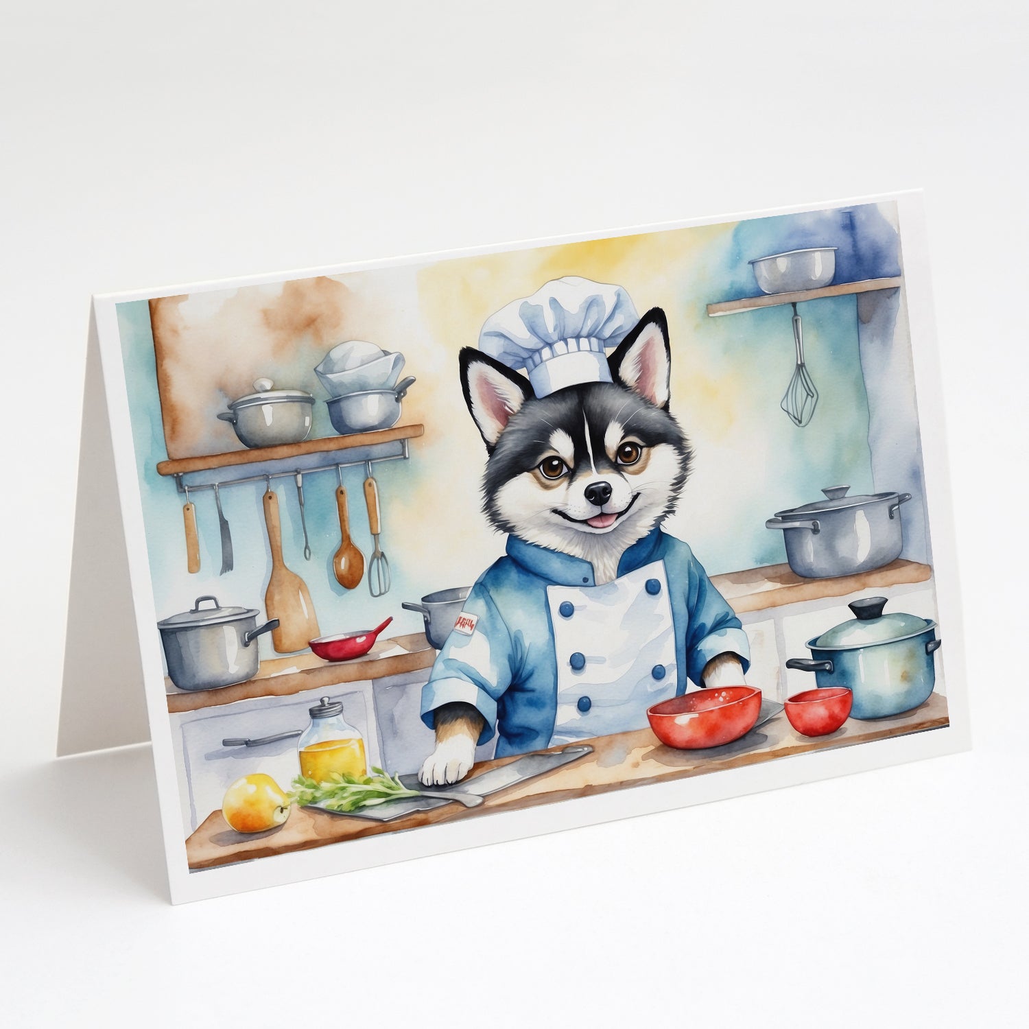 Buy this Alaskan Klee Kai The Chef Greeting Cards Pack of 8