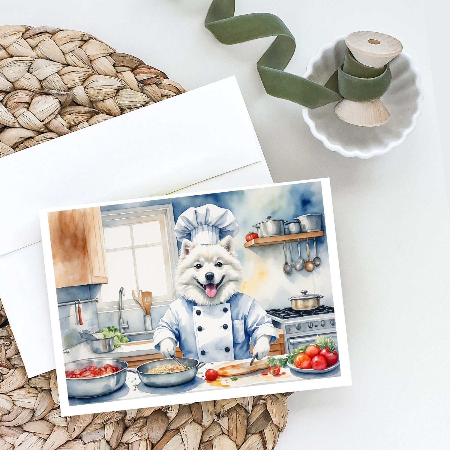 American Eskimo The Chef Greeting Cards Pack of 8