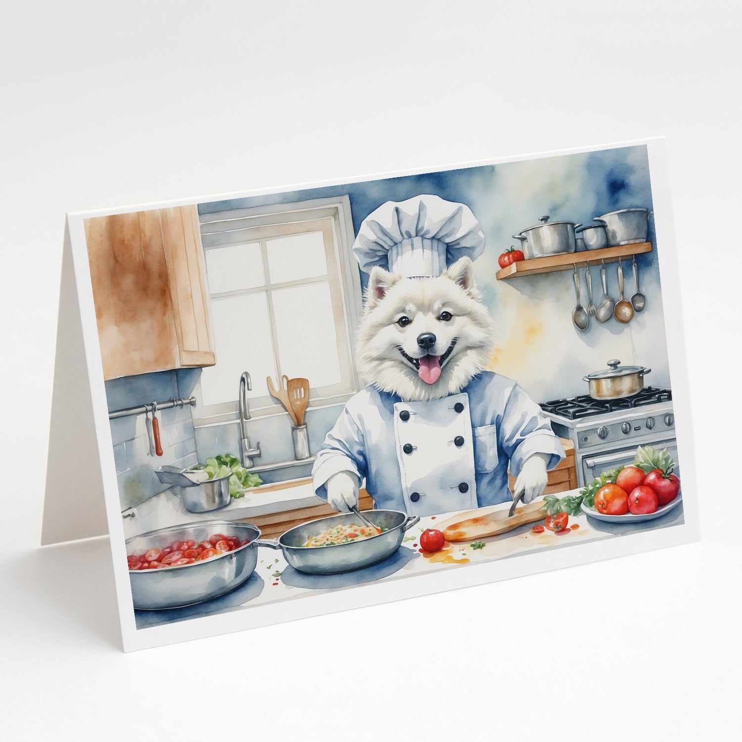 Buy this American Eskimo The Chef Greeting Cards Pack of 8