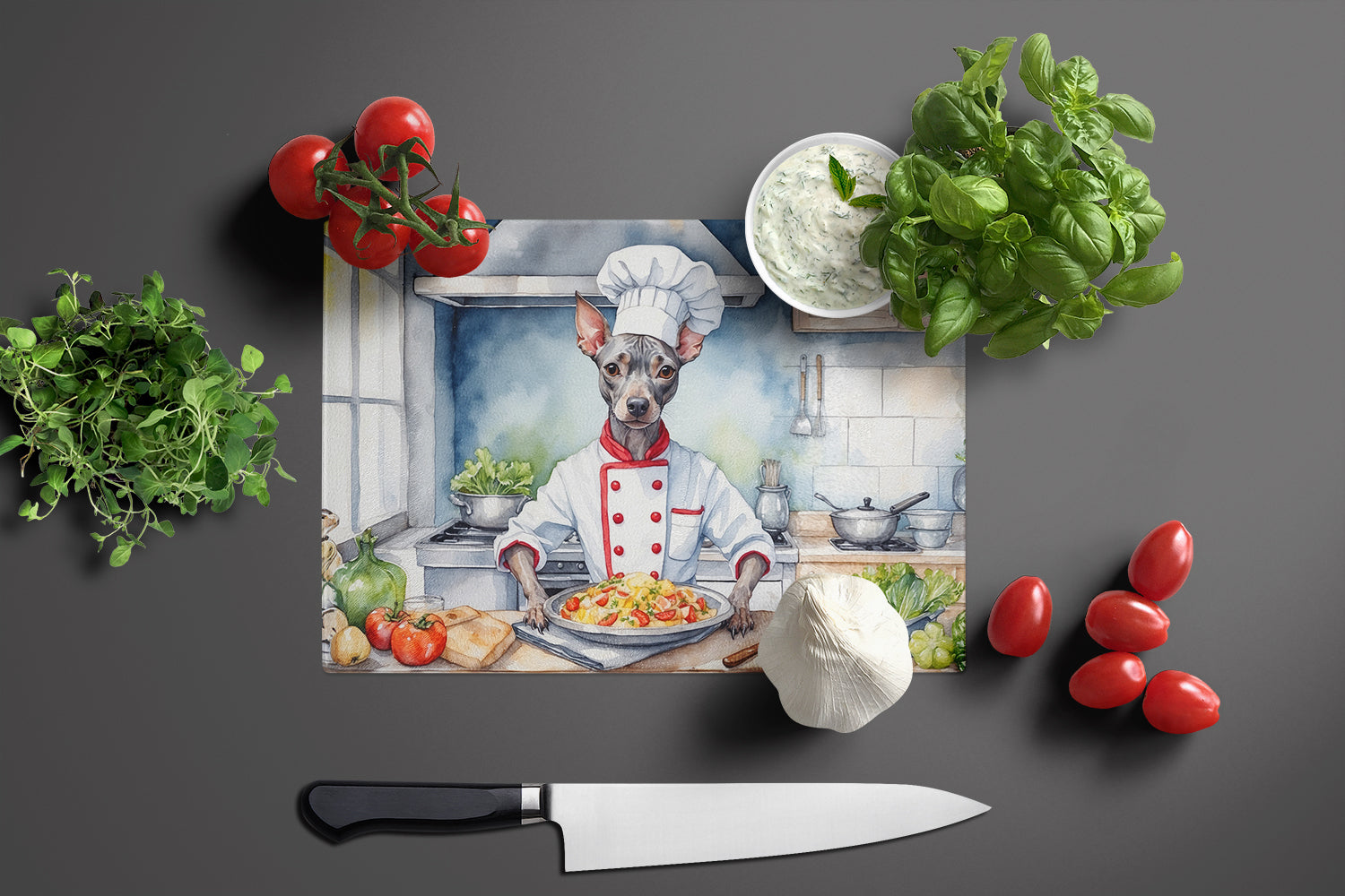 Buy this American Hairless Terrier The Chef Glass Cutting Board