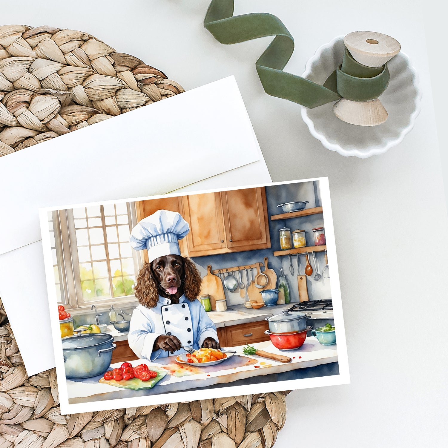 American Water Spaniel The Chef Greeting Cards Pack of 8