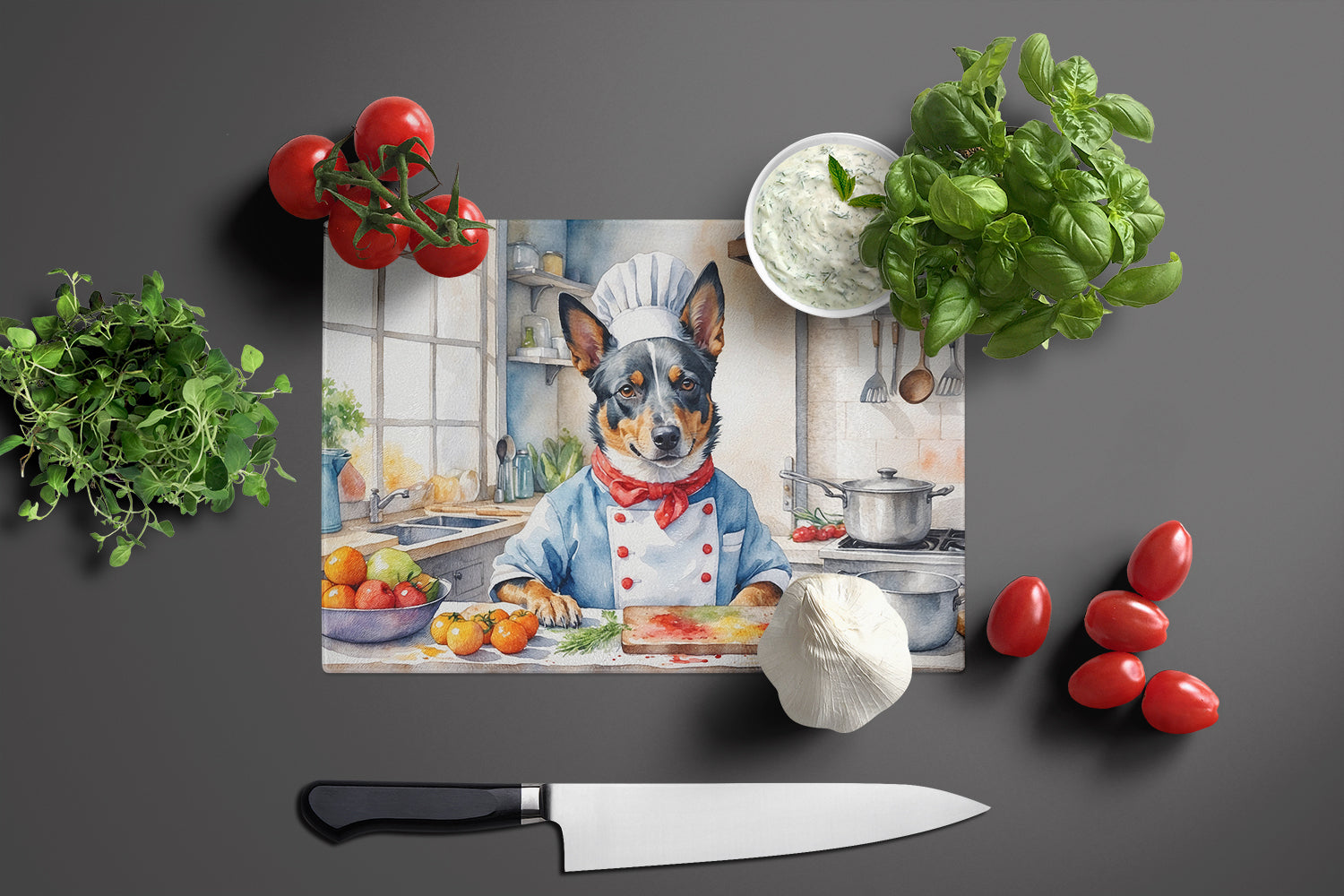 Buy this Australian Cattle Dog The Chef Glass Cutting Board
