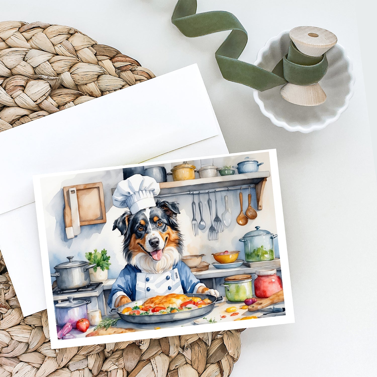 Buy this Australian Shepherd The Chef Greeting Cards Pack of 8