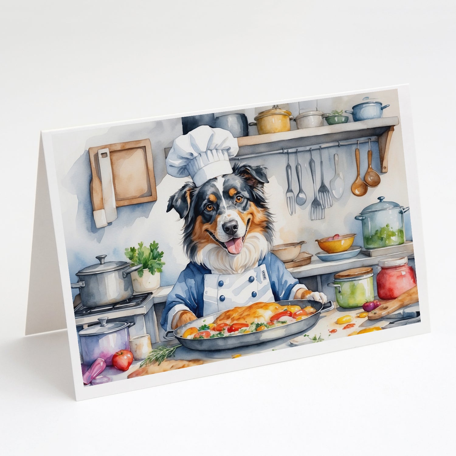 Buy this Australian Shepherd The Chef Greeting Cards Pack of 8