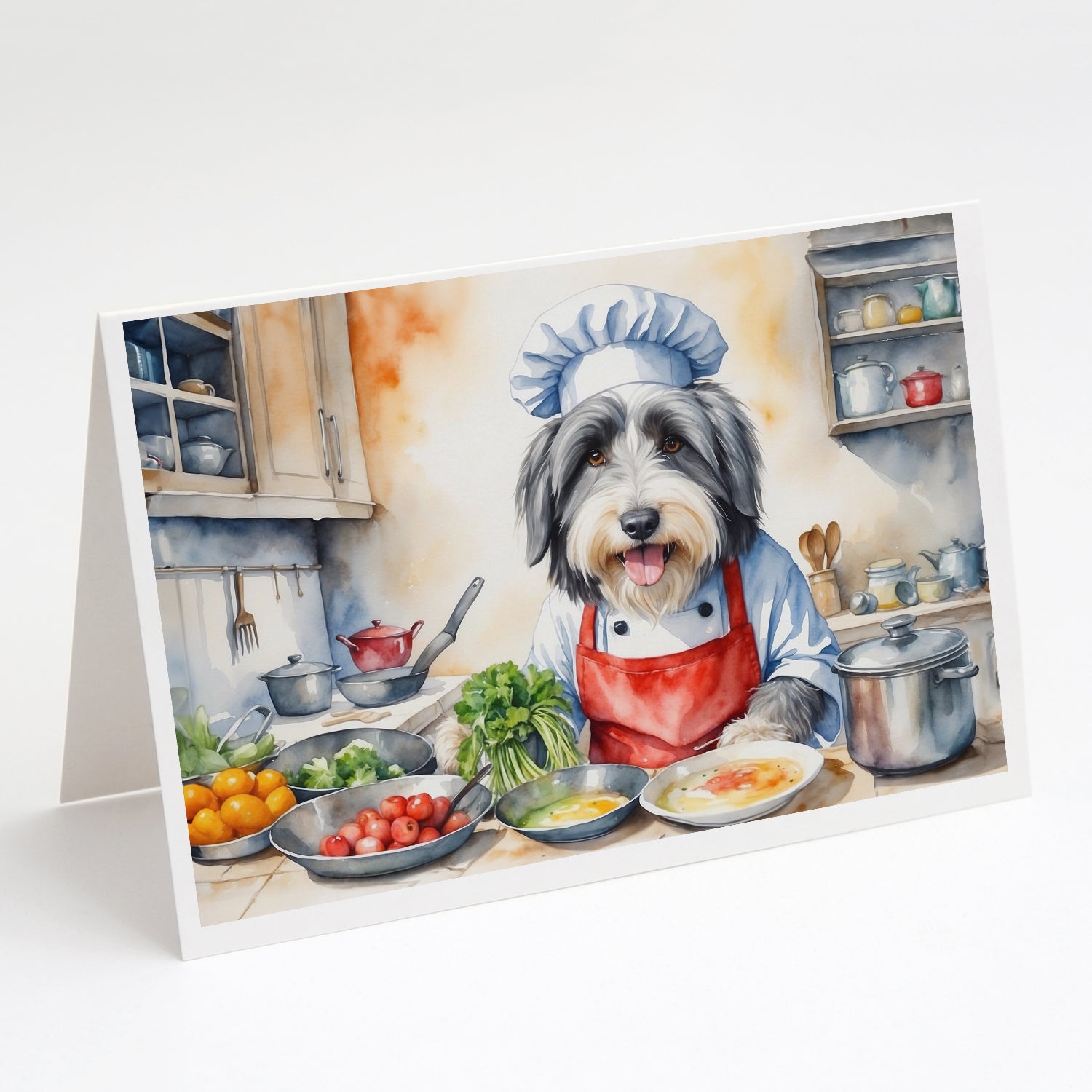 Buy this Bearded Collie The Chef Greeting Cards Pack of 8