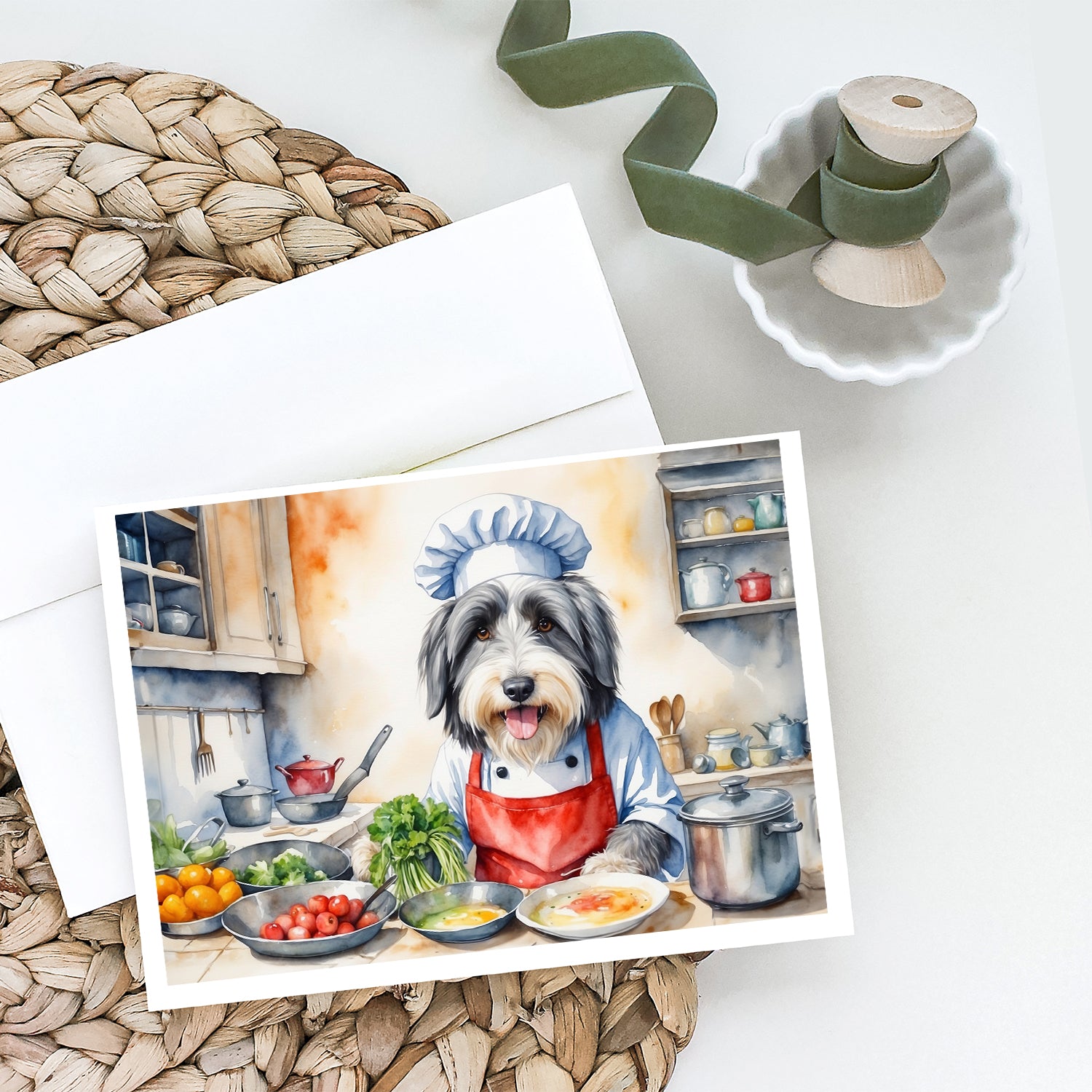 Bearded Collie The Chef Greeting Cards Pack of 8