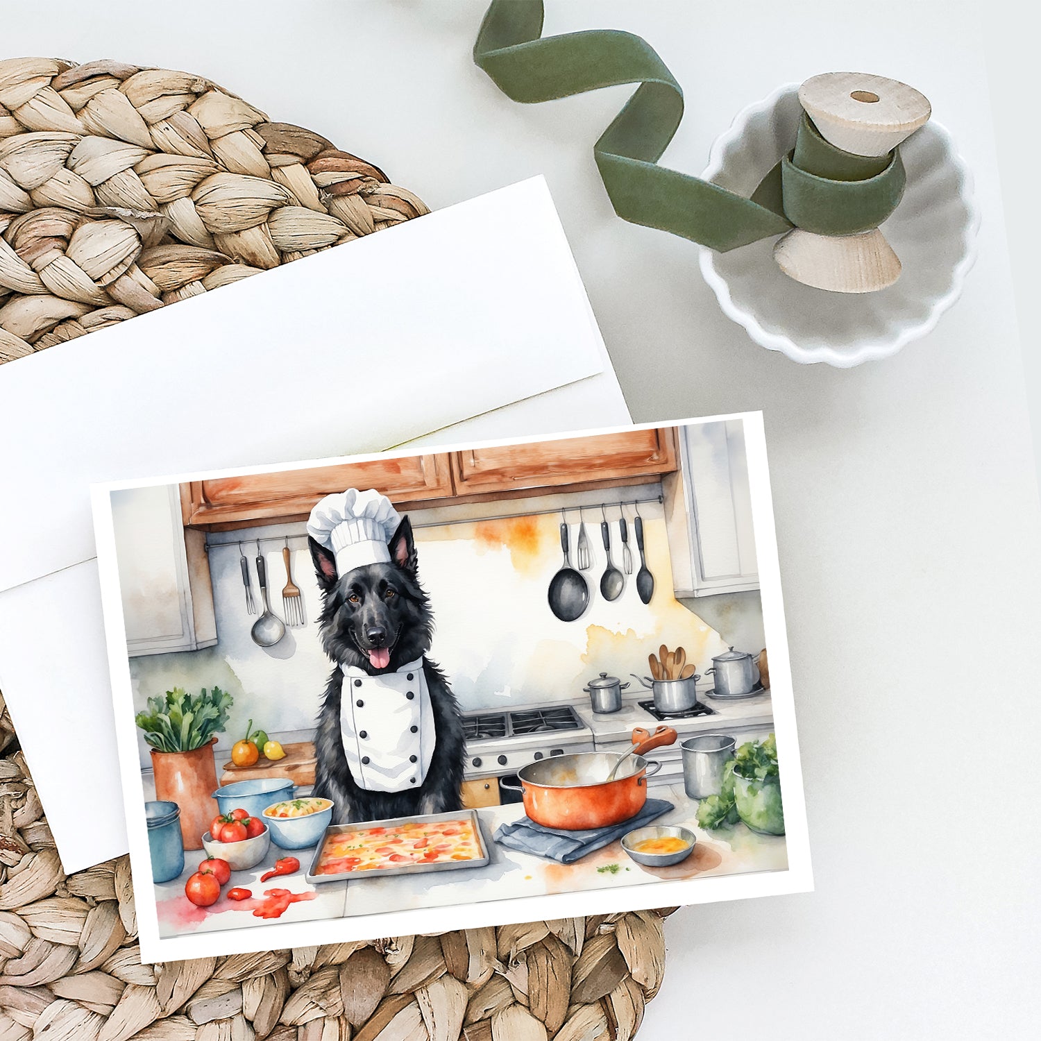 Belgian Sheepdog The Chef Greeting Cards Pack of 8