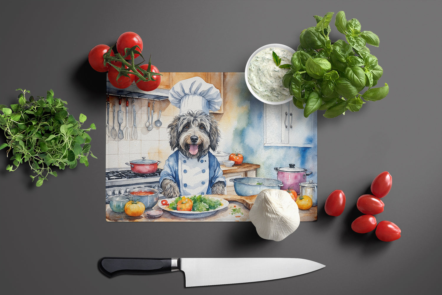 Buy this Bergamasco Sheepdog The Chef Glass Cutting Board