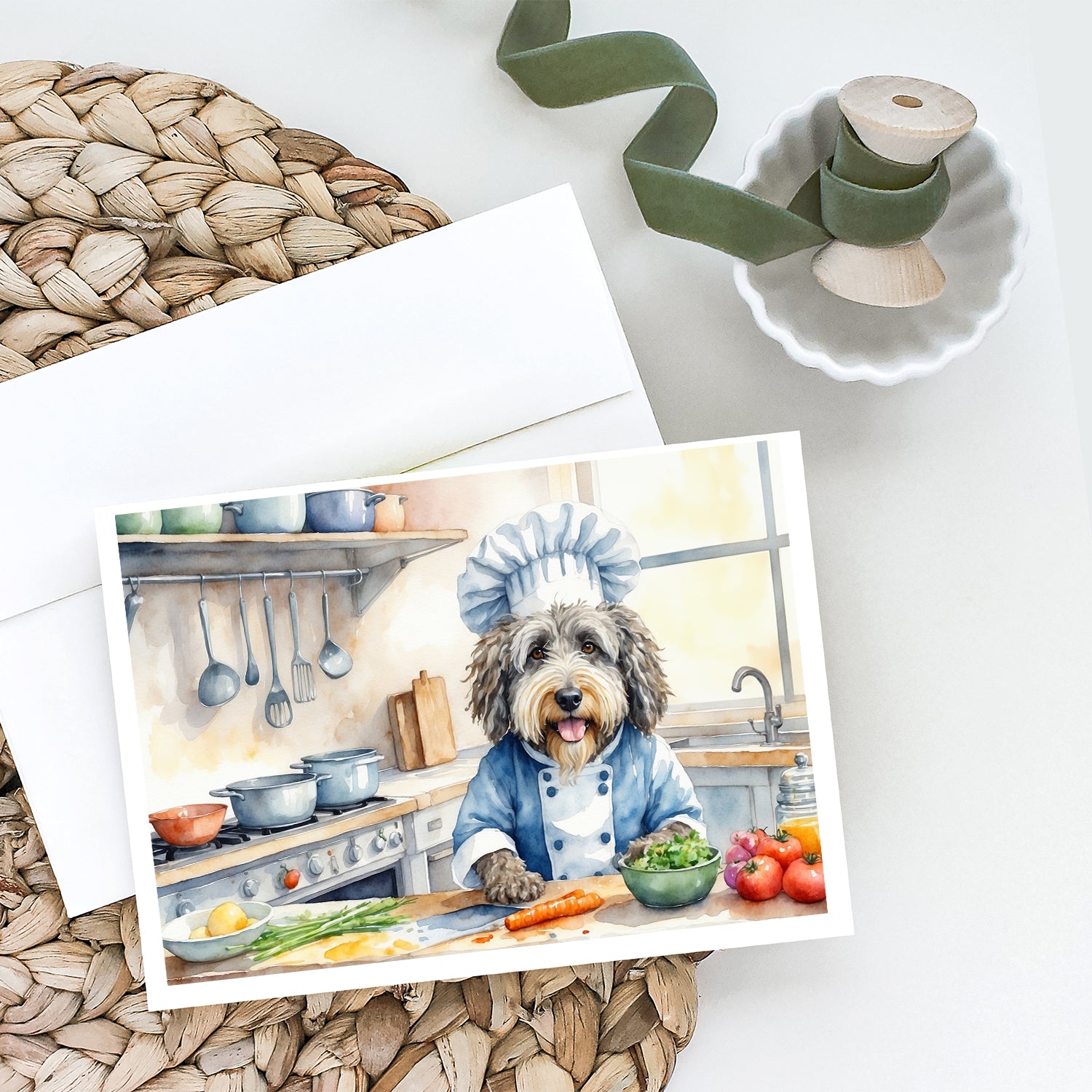 Bergamasco Sheepdog The Chef Greeting Cards Pack of 8