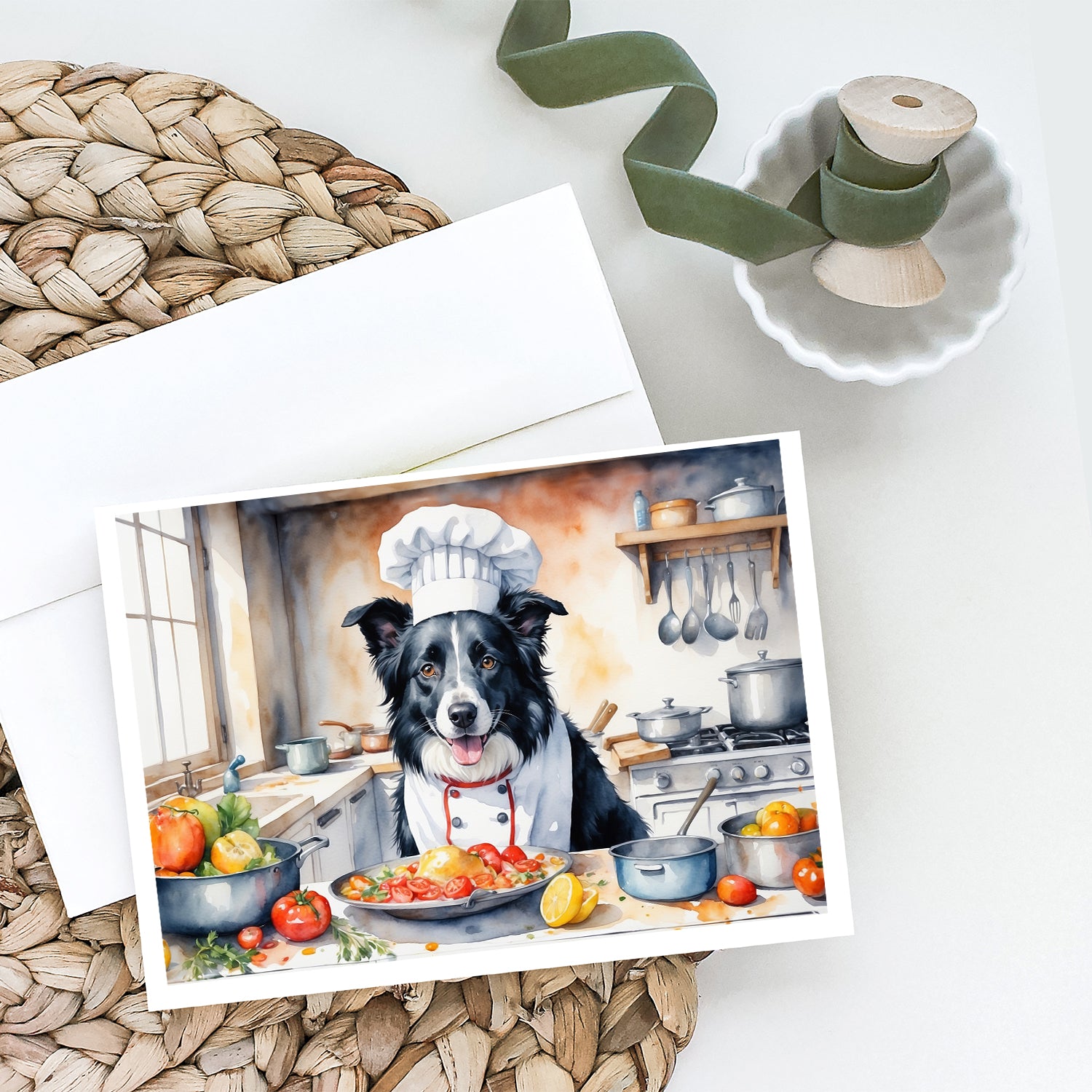 Border Collie The Chef Greeting Cards Pack of 8