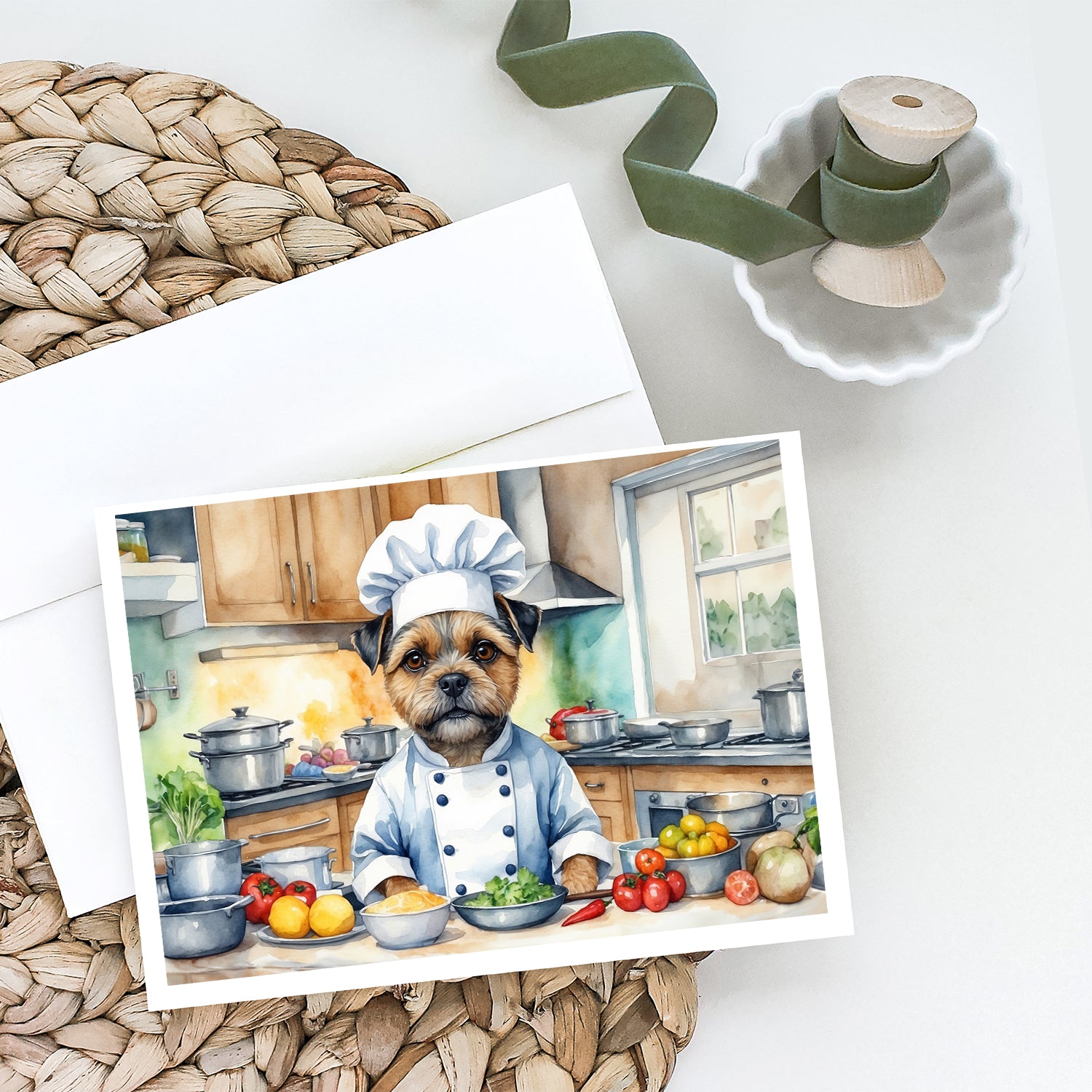 Border Terrier The Chef Greeting Cards Pack of 8