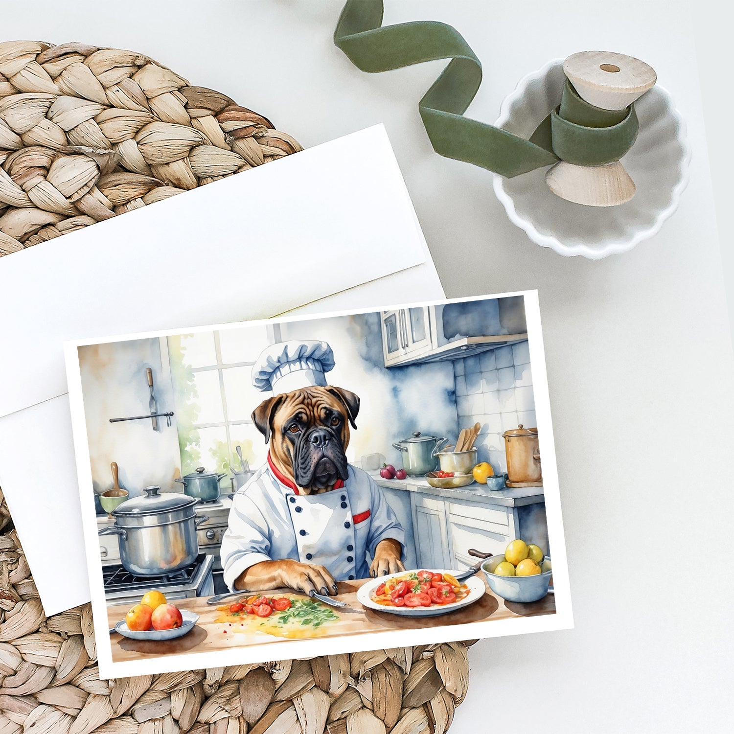 Bullmastiff The Chef Greeting Cards Pack of 8