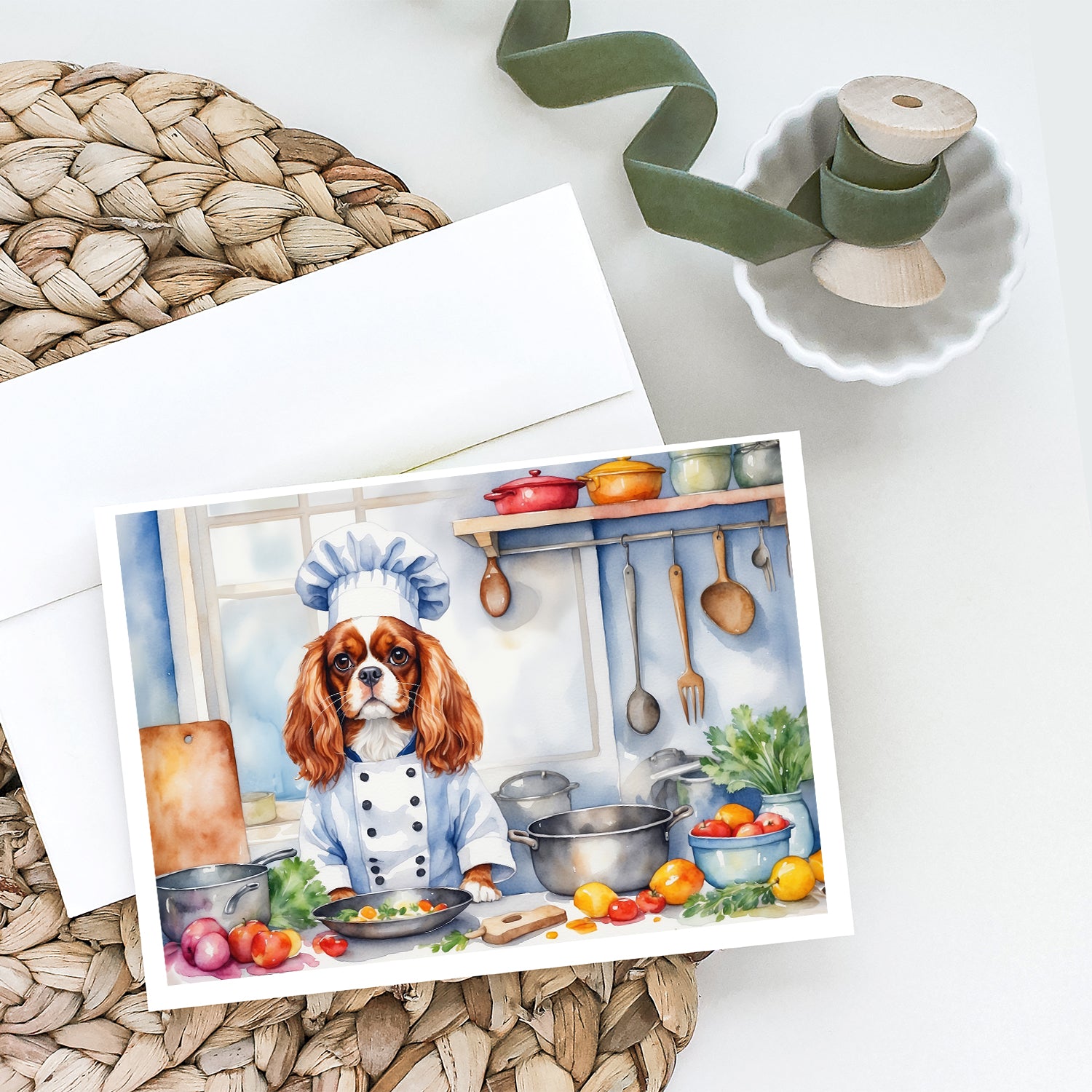 Buy this Cavalier Spaniel The Chef Greeting Cards Pack of 8