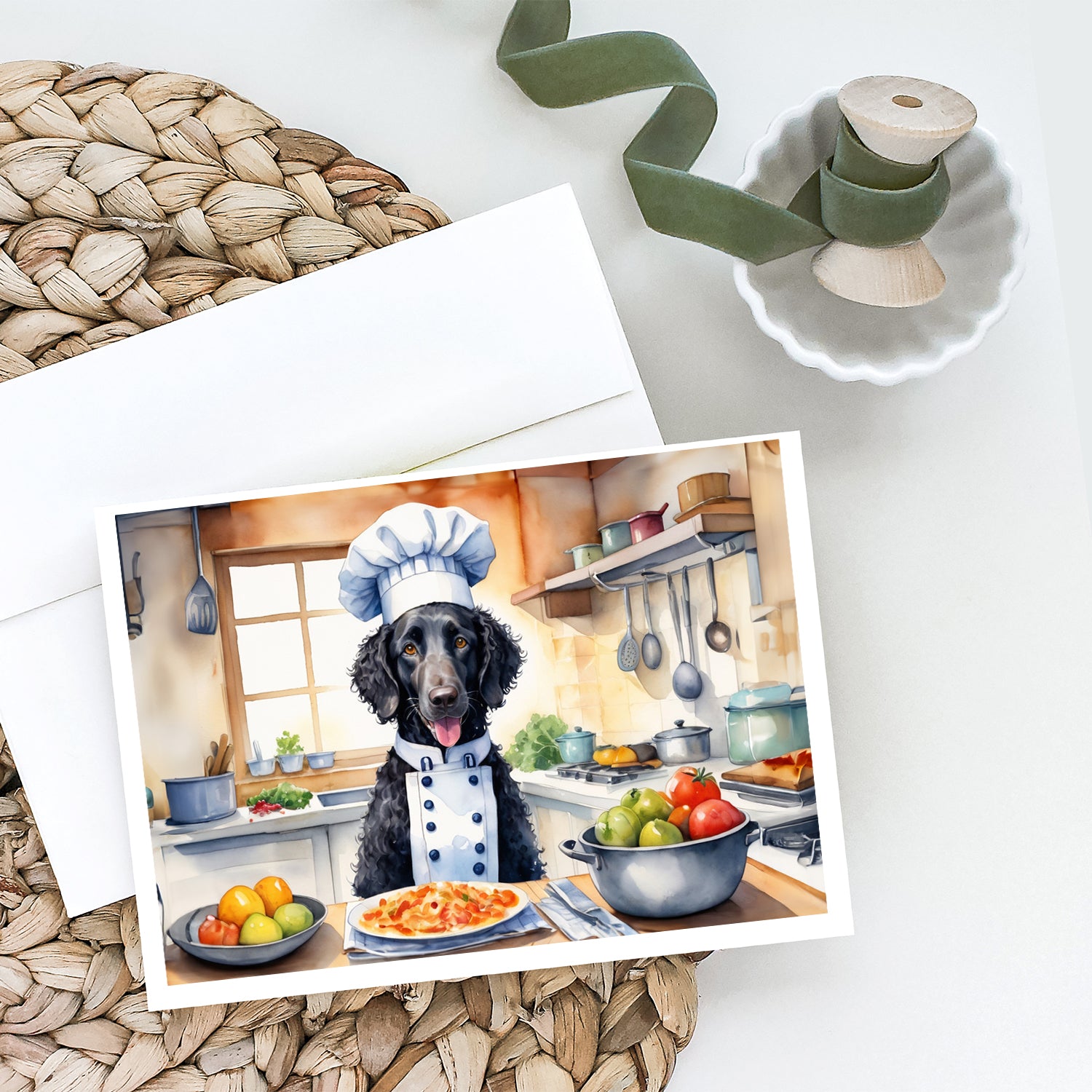 Buy this Curly-Coated Retriever The Chef Greeting Cards Pack of 8