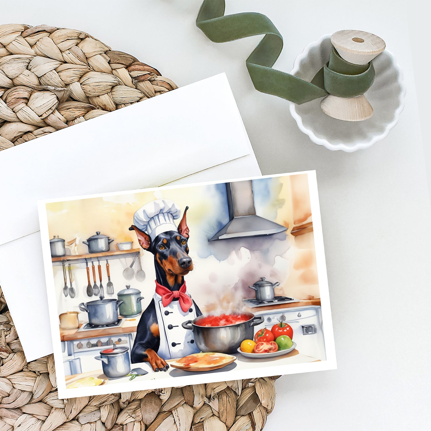Buy this Doberman Pinscher The Chef Greeting Cards Pack of 8