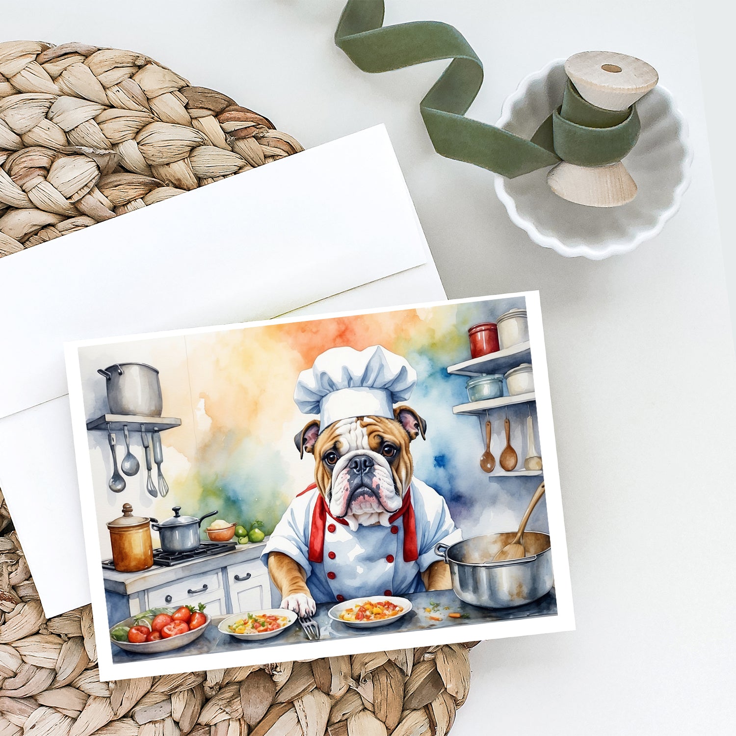 Buy this English Bulldog The Chef Greeting Cards Pack of 8