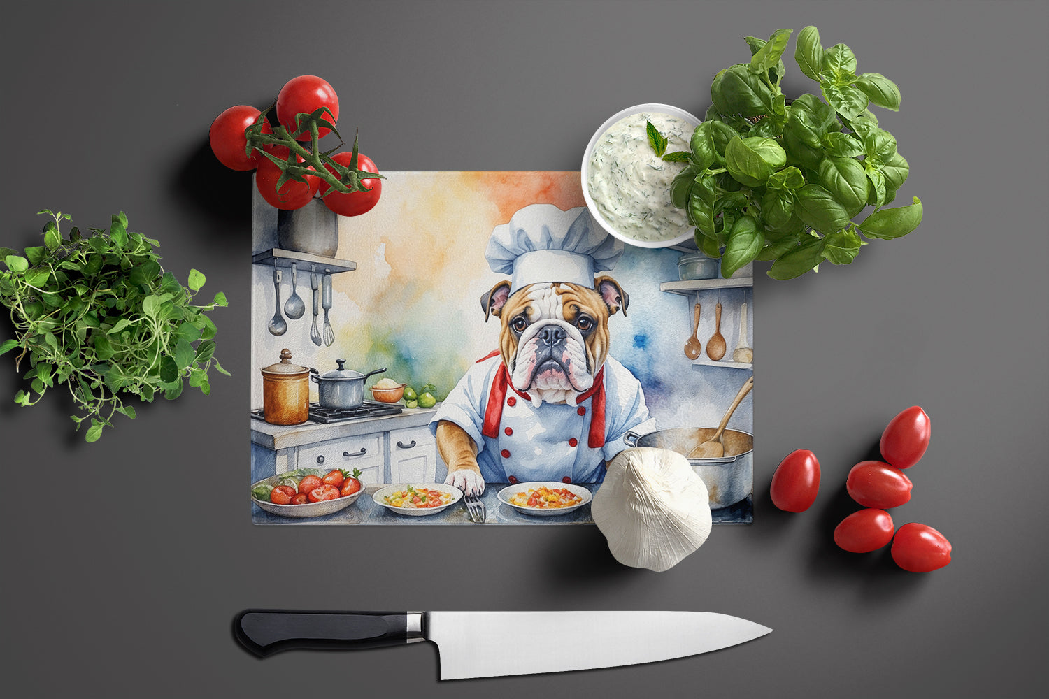 Buy this English Bulldog The Chef Glass Cutting Board