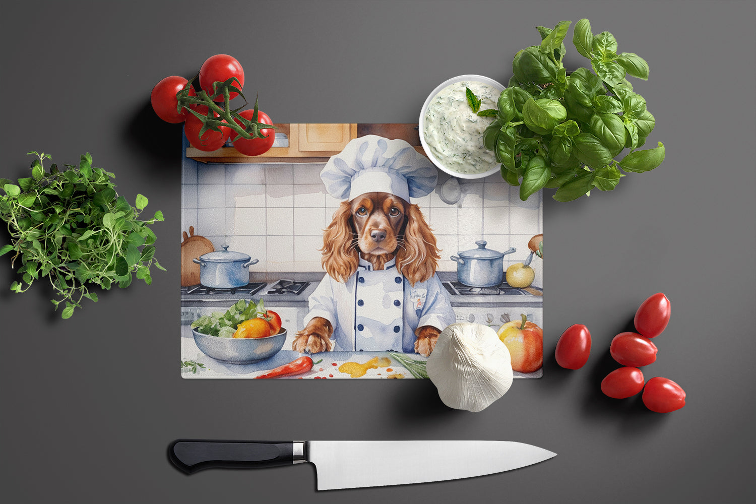 Buy this English Cocker Spaniel The Chef Glass Cutting Board