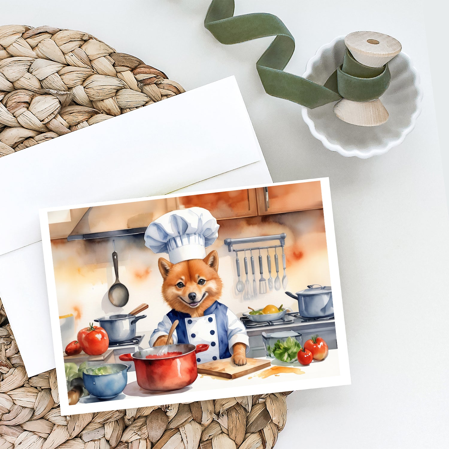 Buy this Finnish Spitz The Chef Greeting Cards Pack of 8