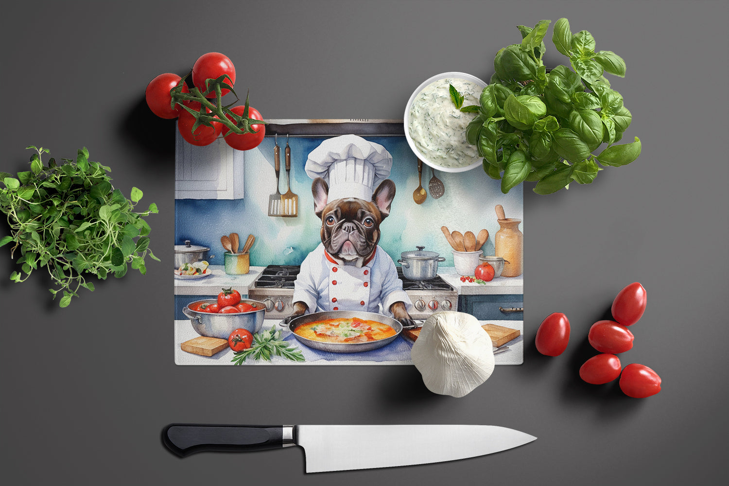 Buy this French Bulldog The Chef Glass Cutting Board