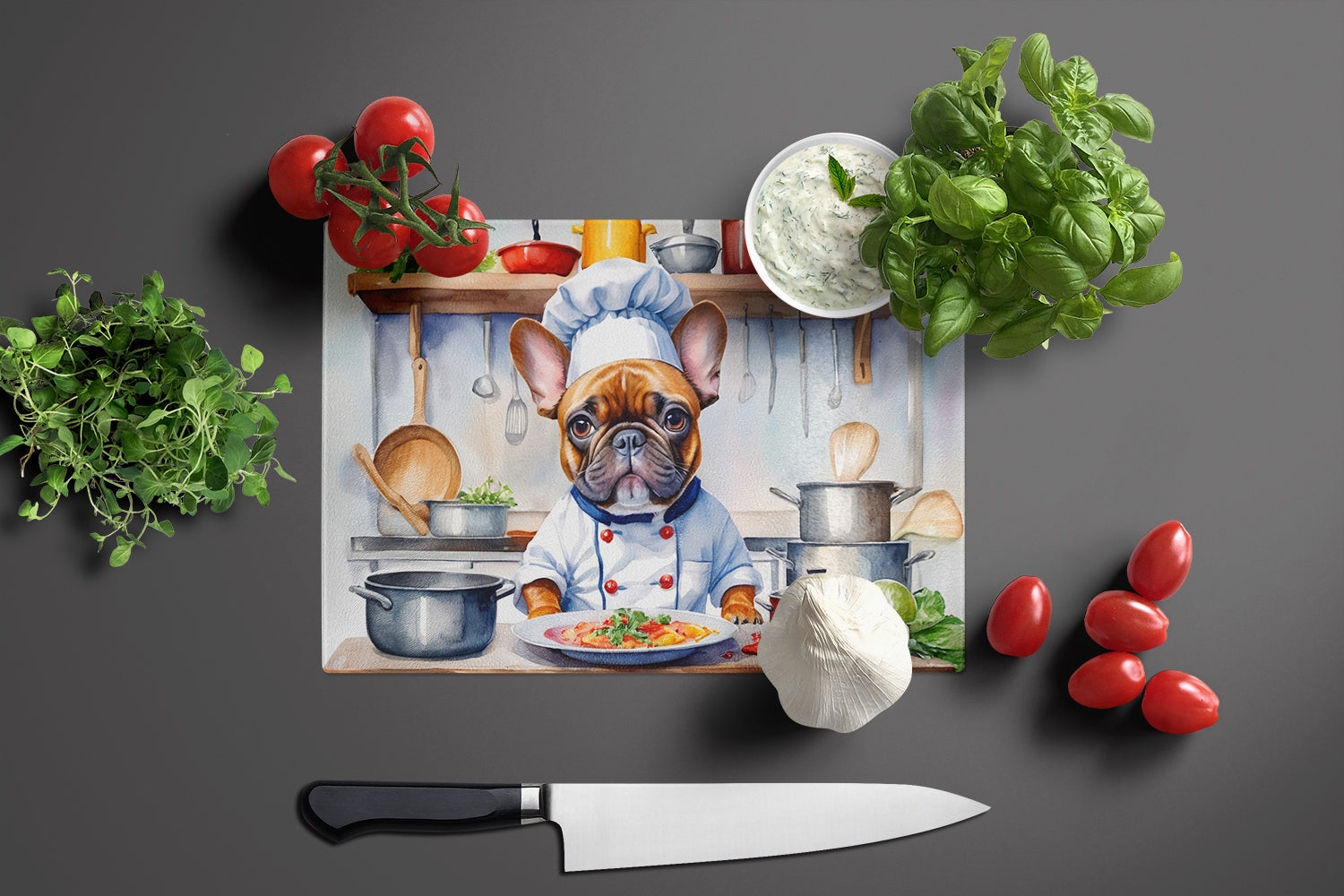Buy this French Bulldog The Chef Glass Cutting Board