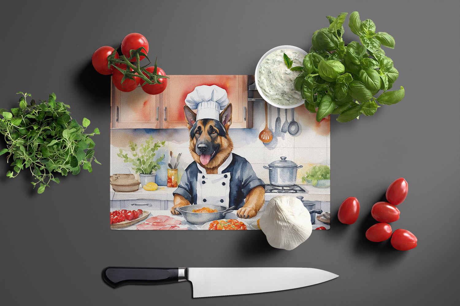 Buy this German Shepherd The Chef Glass Cutting Board