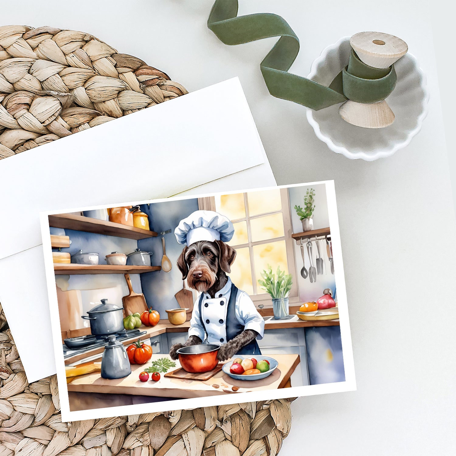 German Wirehaired Pointer The Chef Greeting Cards Pack of 8