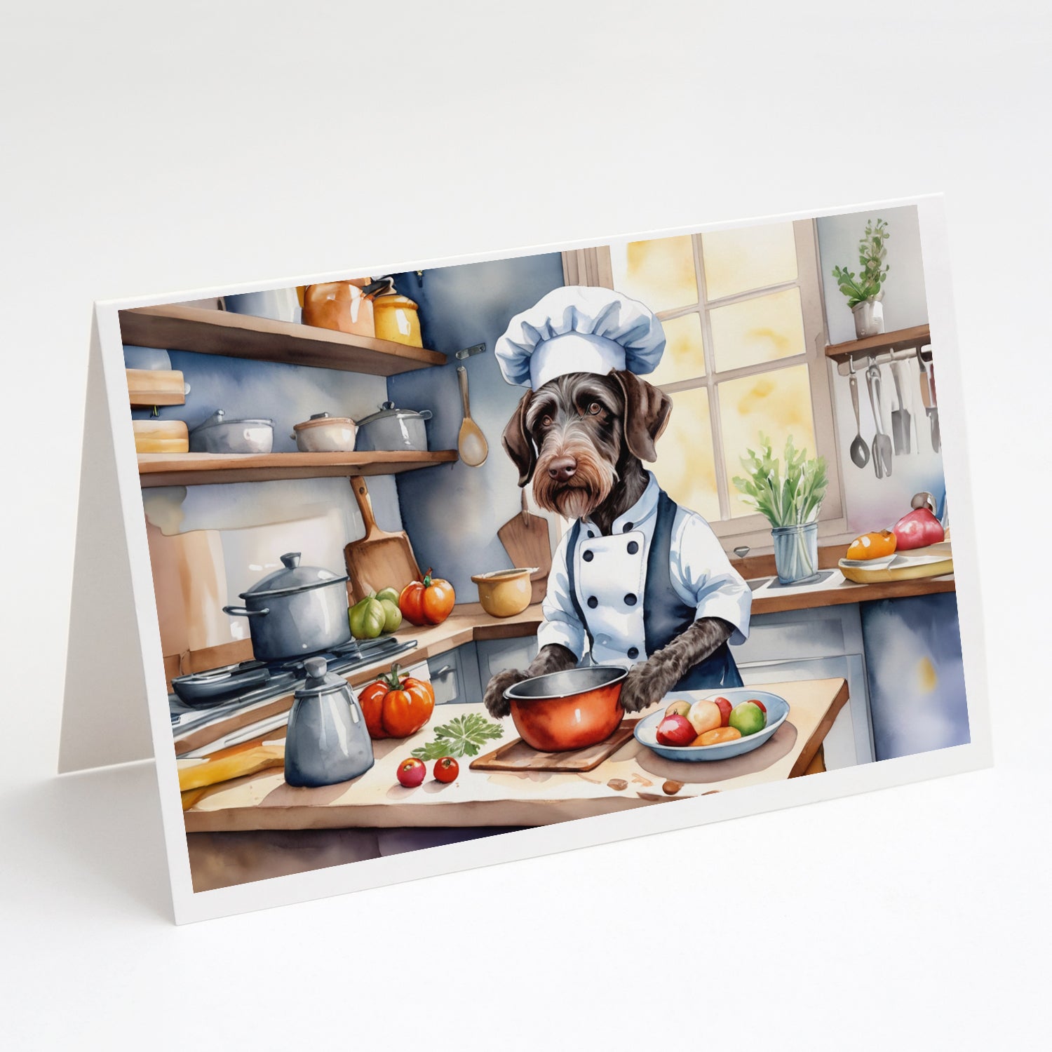 Buy this German Wirehaired Pointer The Chef Greeting Cards Pack of 8