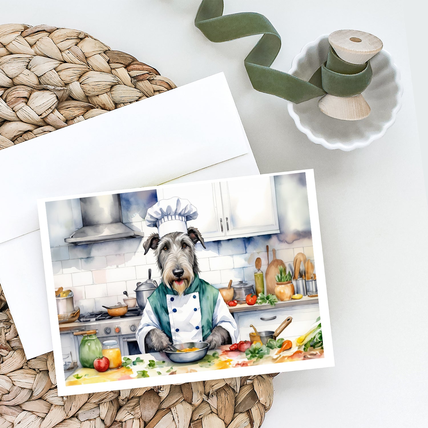 Buy this Irish Wolfhound The Chef Greeting Cards Pack of 8
