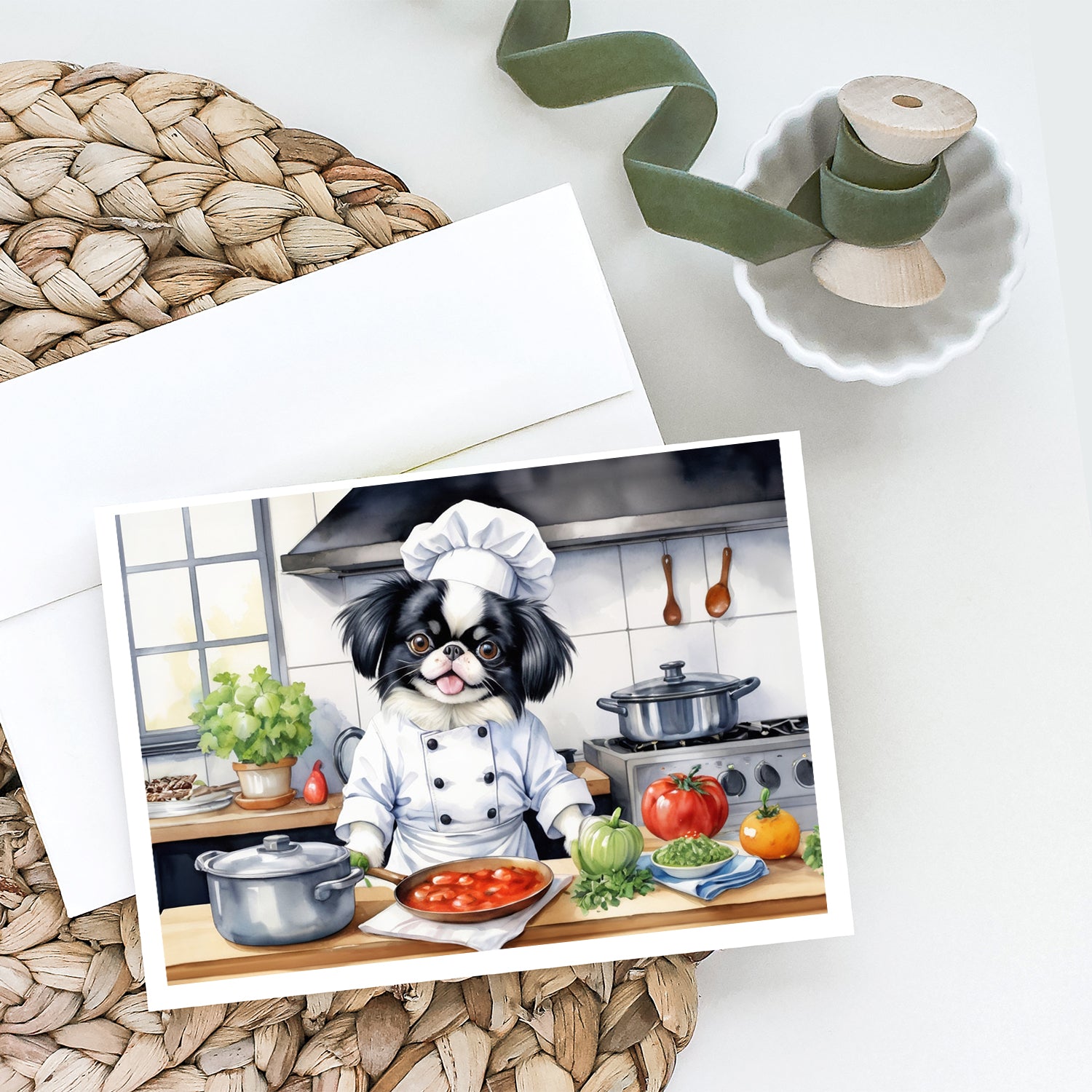 Japanese Chin The Chef Greeting Cards Pack of 8